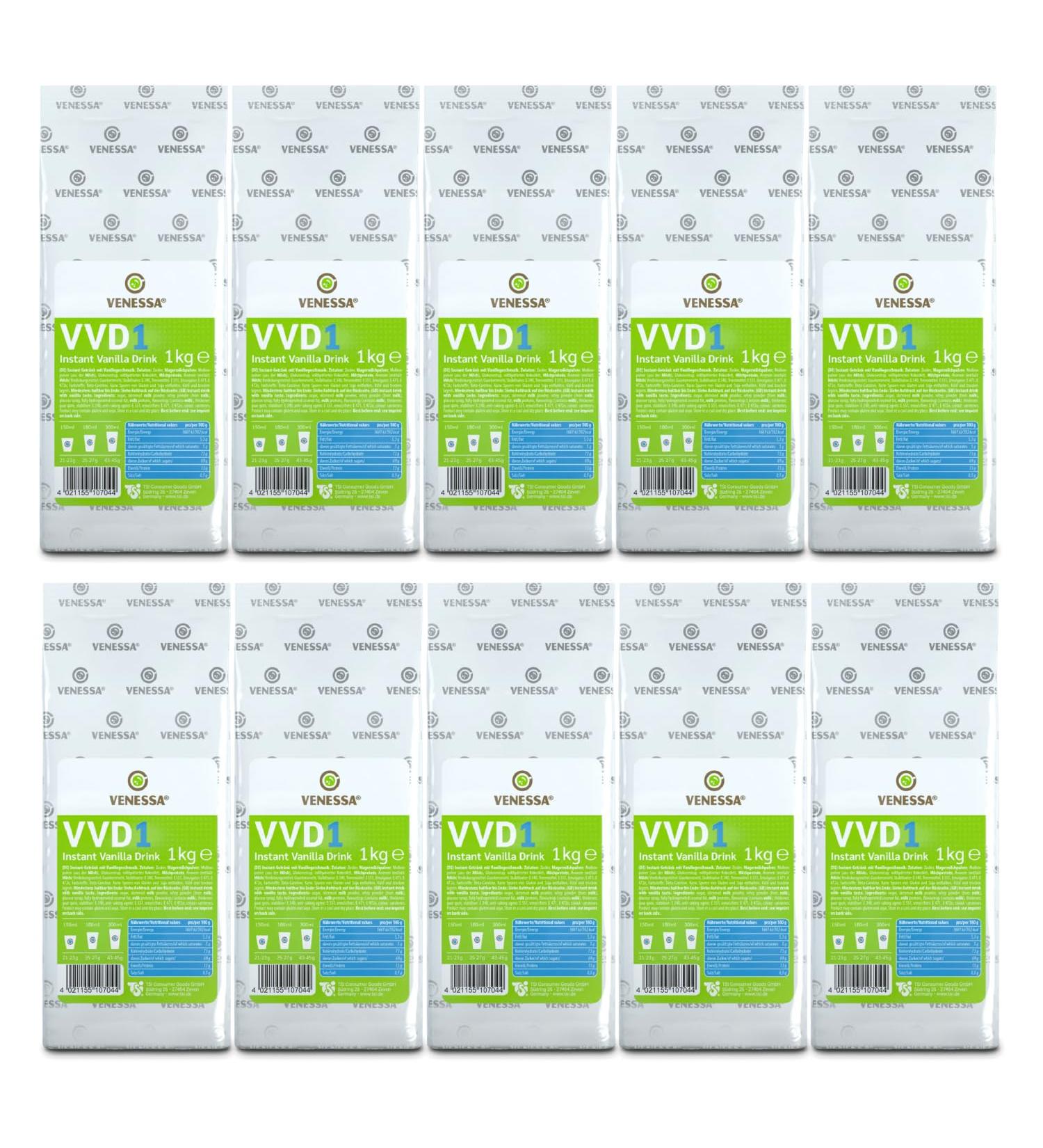 VENESSA VVD 1 Vanilla Drink 10 x 1 kg Value Pack Instant Powder Natural Vanilla Note Creamy Suitable for all Automatic Machines - Buy Online on GoSupps.com