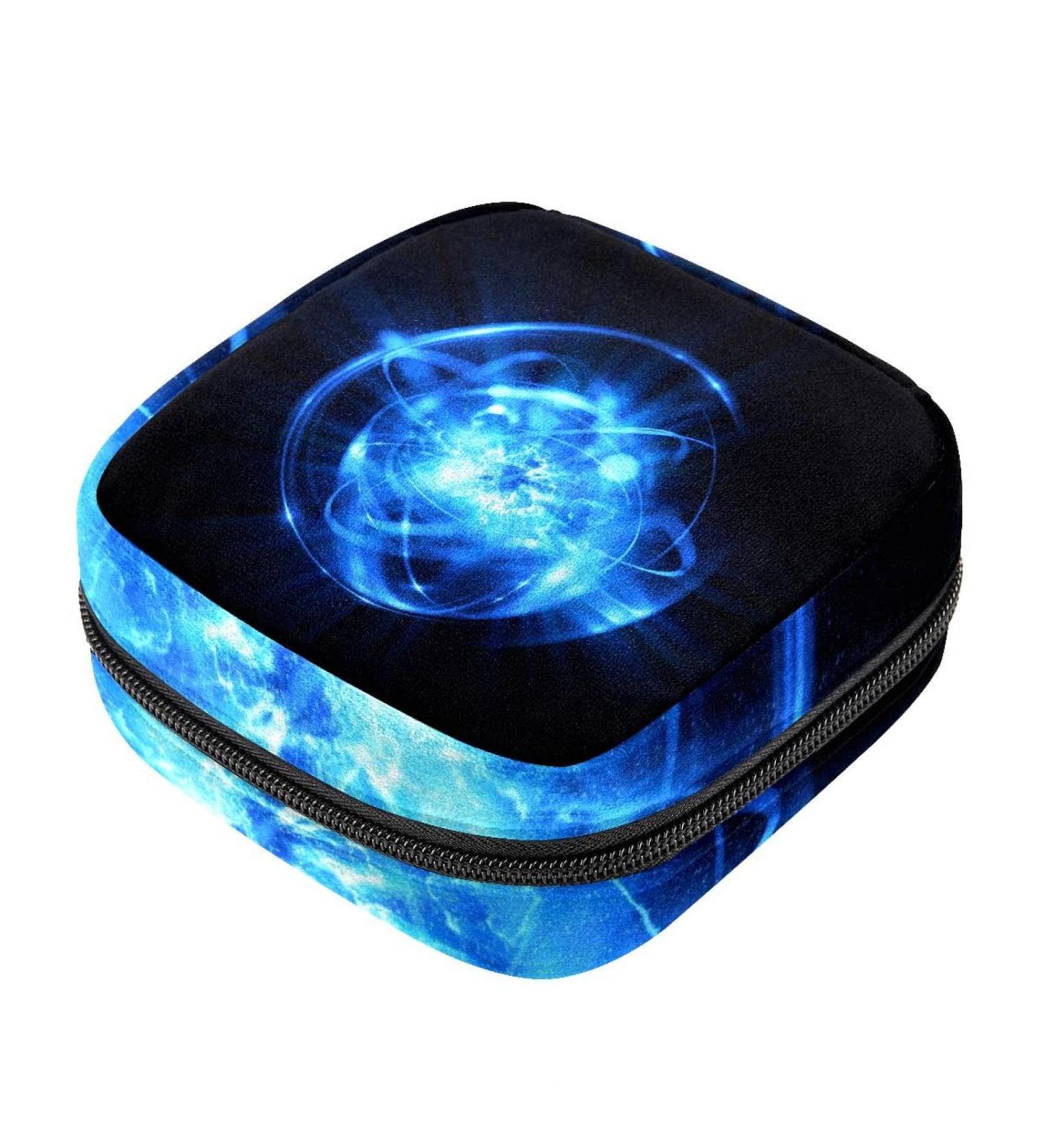 Women's Napkin Storage Bag - 3D Atom Icon Blue Shine Portable for Menstruation & First Period - Ideal for Teens & Women - Buy Online on GoSupps.com