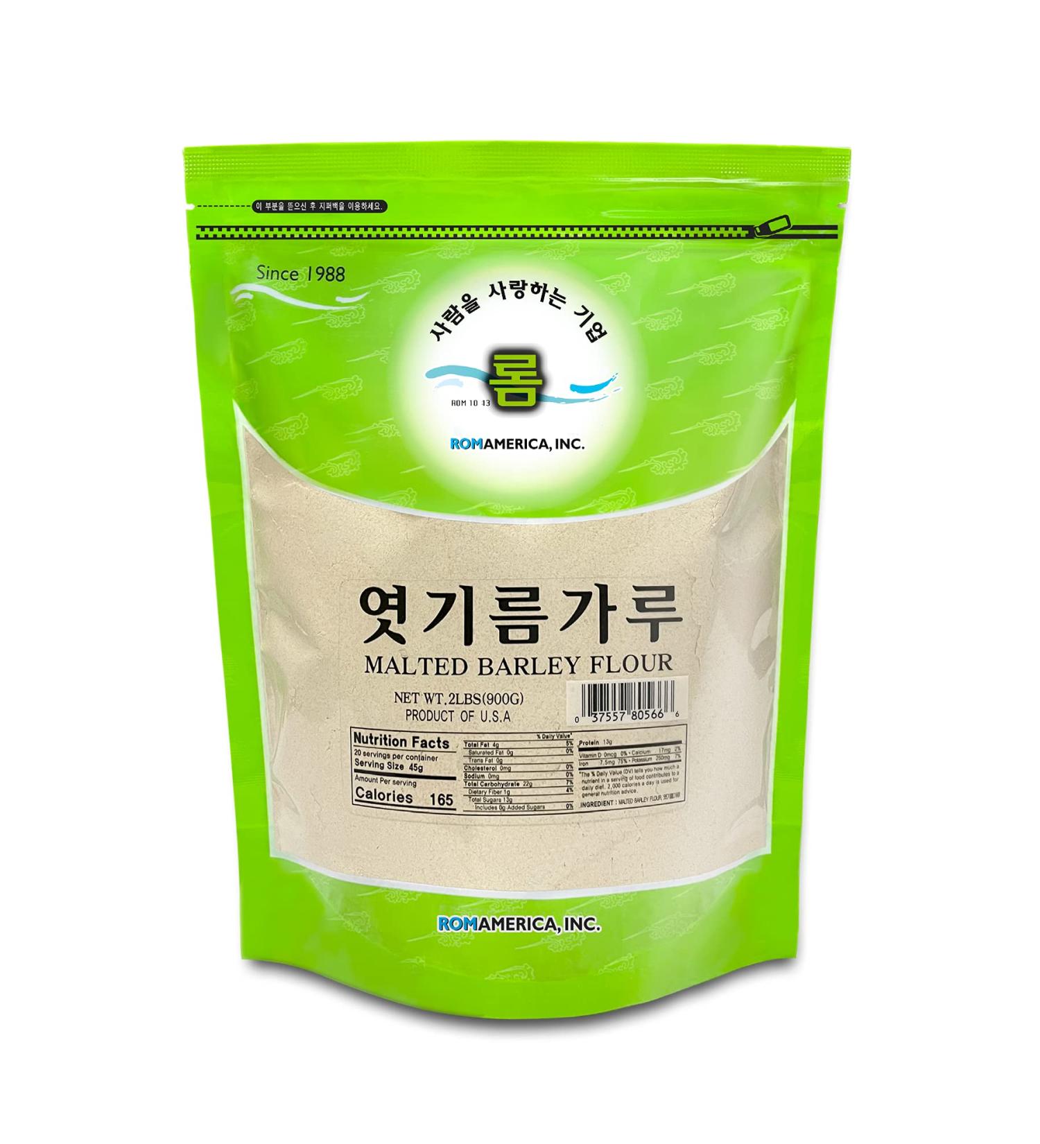 ROM AMERICA Malted Barley Flour Malt Powder Diastatic   | No Additives, No Sugars, No Filler | For Home Baking Bread, Sikhye - 2 Pound (Pack of 1)