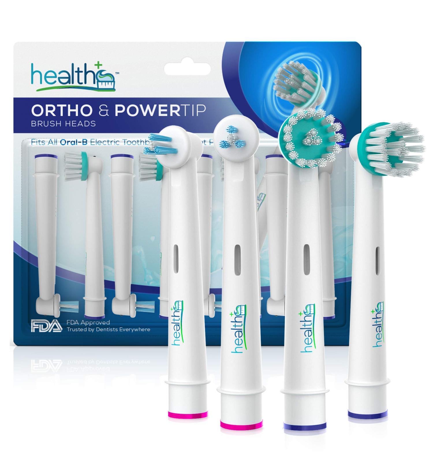 Orthodontic Electric Toothbrush Replacement Heads - 8-Pack | Braces & Power Tip Bristles | Dupont Bristles for Interproximal Cleaning | Compatible with Oral-B Electric Toothbrushes - Buy Online on GoSupps.com