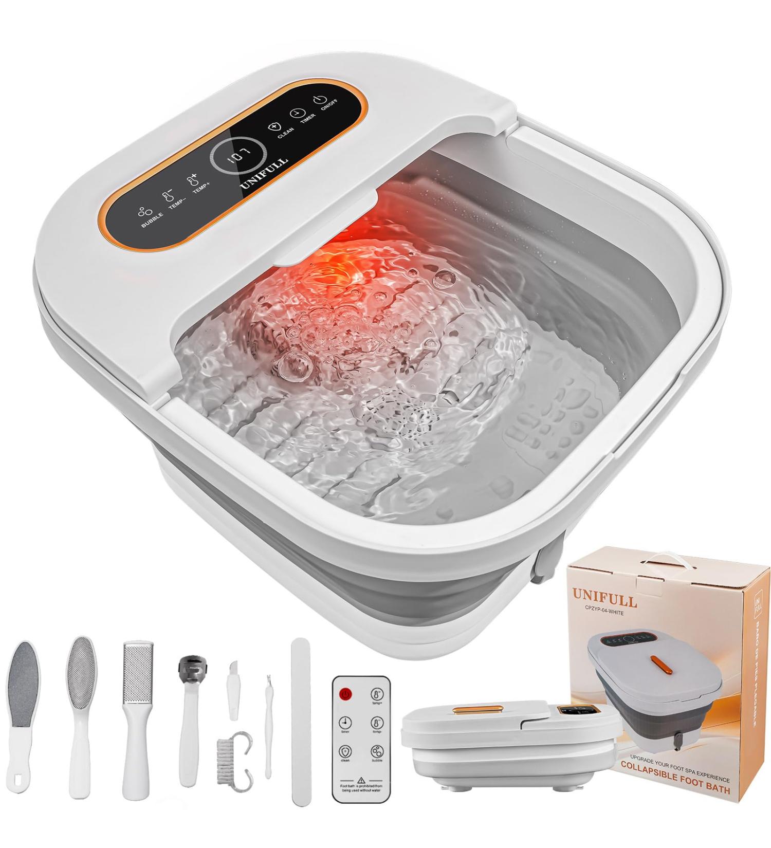 UNIFULL Collapsible Foot Spa Bath | Heated Foot Bath with Remote Control Massage Rollers & Timer | Pedicure Kit for Relaxation & Comfort - Buy Online on GoSupps.com