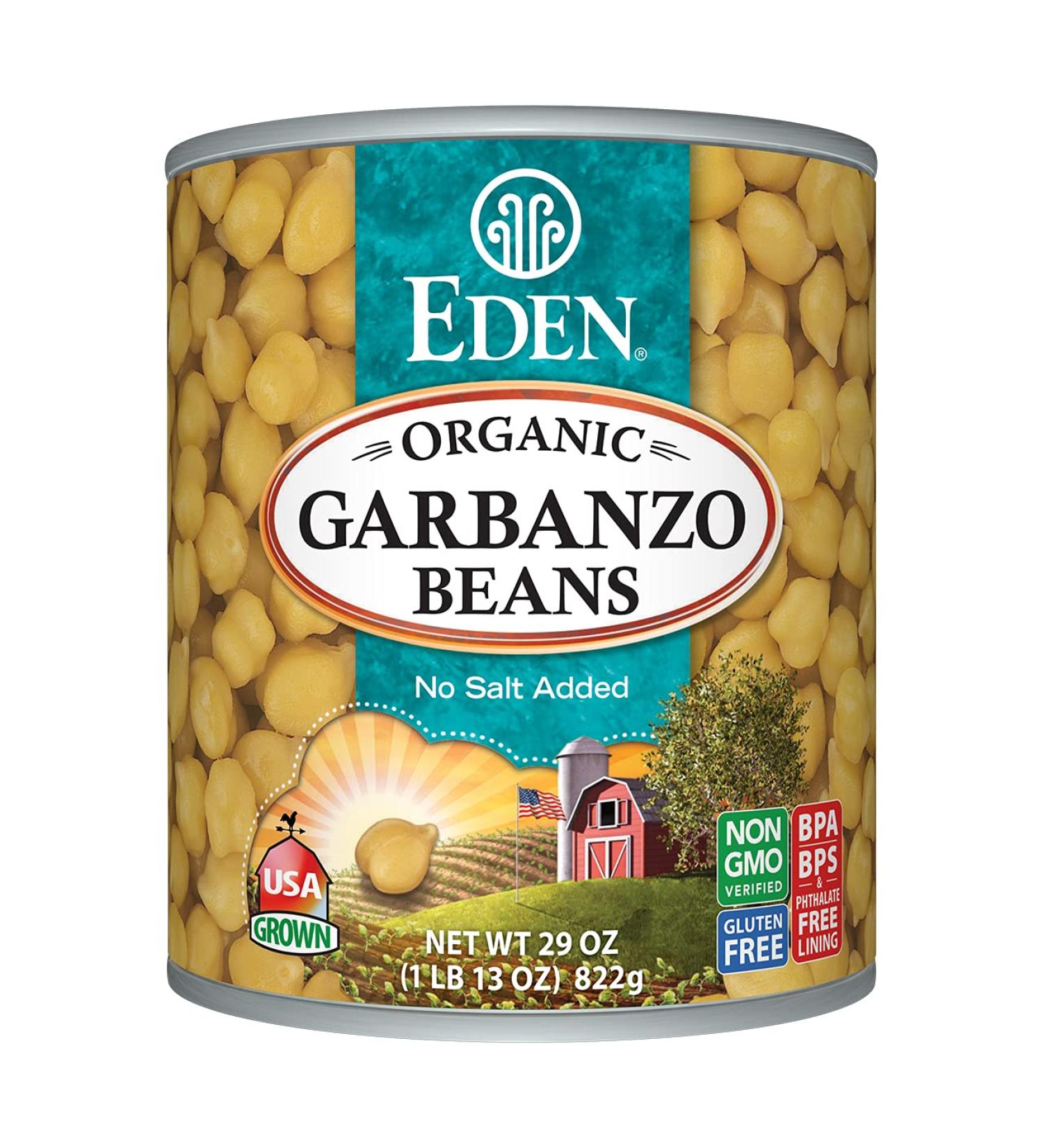Eden Organic Garbanzo Beans 29 oz Can - No Salt, Non-GMO, Gluten Free, Vegan, Kosher - U.S. Grown Chickpeas for Heat and Serve Macrobiotic Meals - Buy Online on GoSupps.com