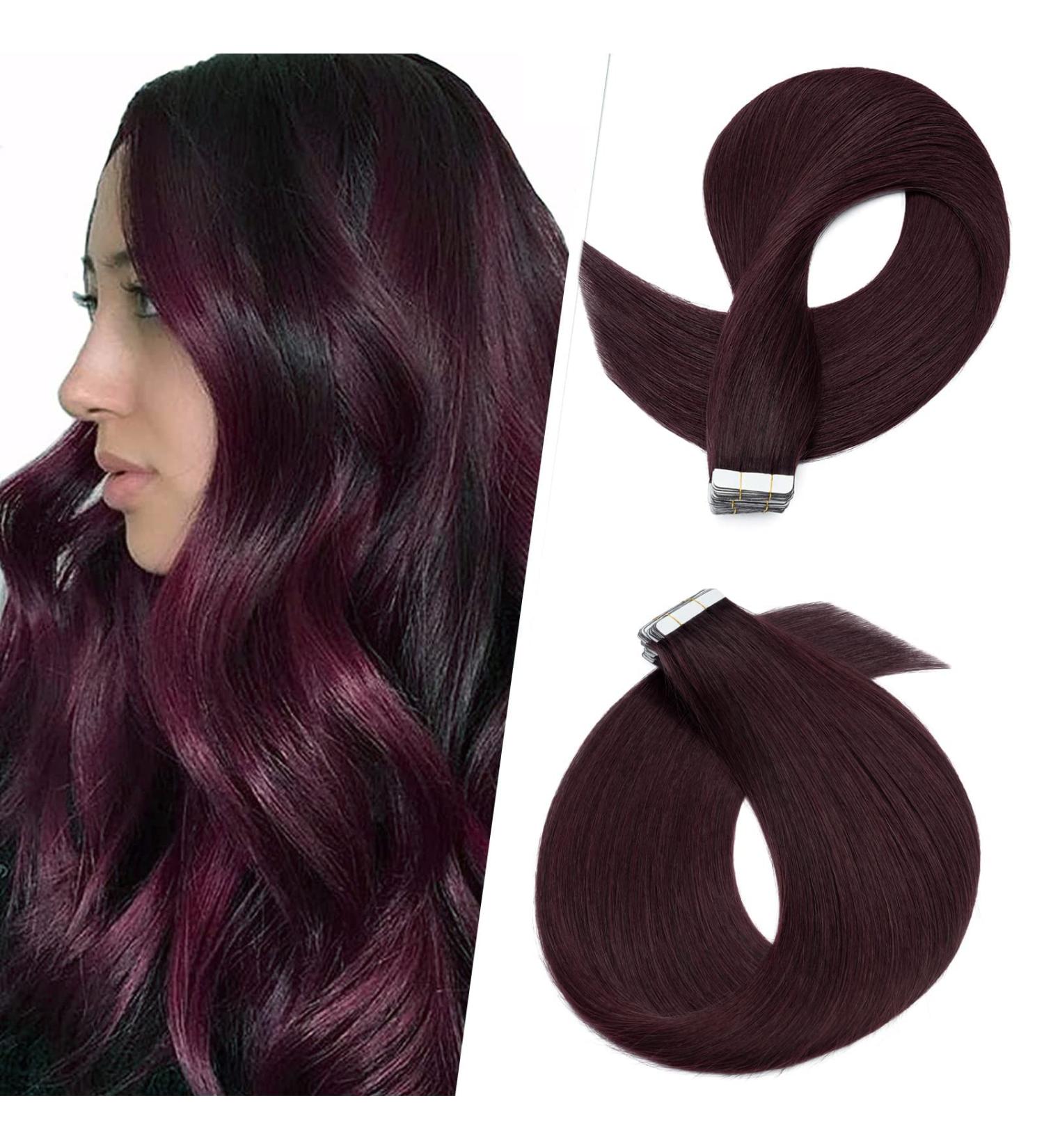 Buy Silk-Co Tape Extensions - Premium 20 Stk Real Hair Remy Skin Weft 30cm Burgundy 99J# - International Shipping Available - Buy Online on GoSupps.com