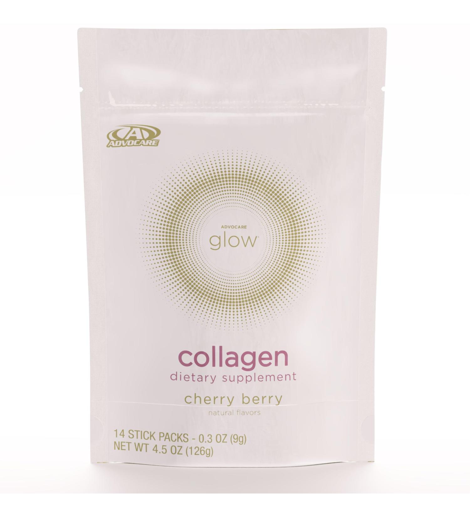 AdvoCare Glow Collagen Dietary Supplement - Marine Collagen Supplement for Nail Skin & Hair Care - Includes Vitamins C D & E - 14 Stick Packs - Buy Online on GoSupps.com