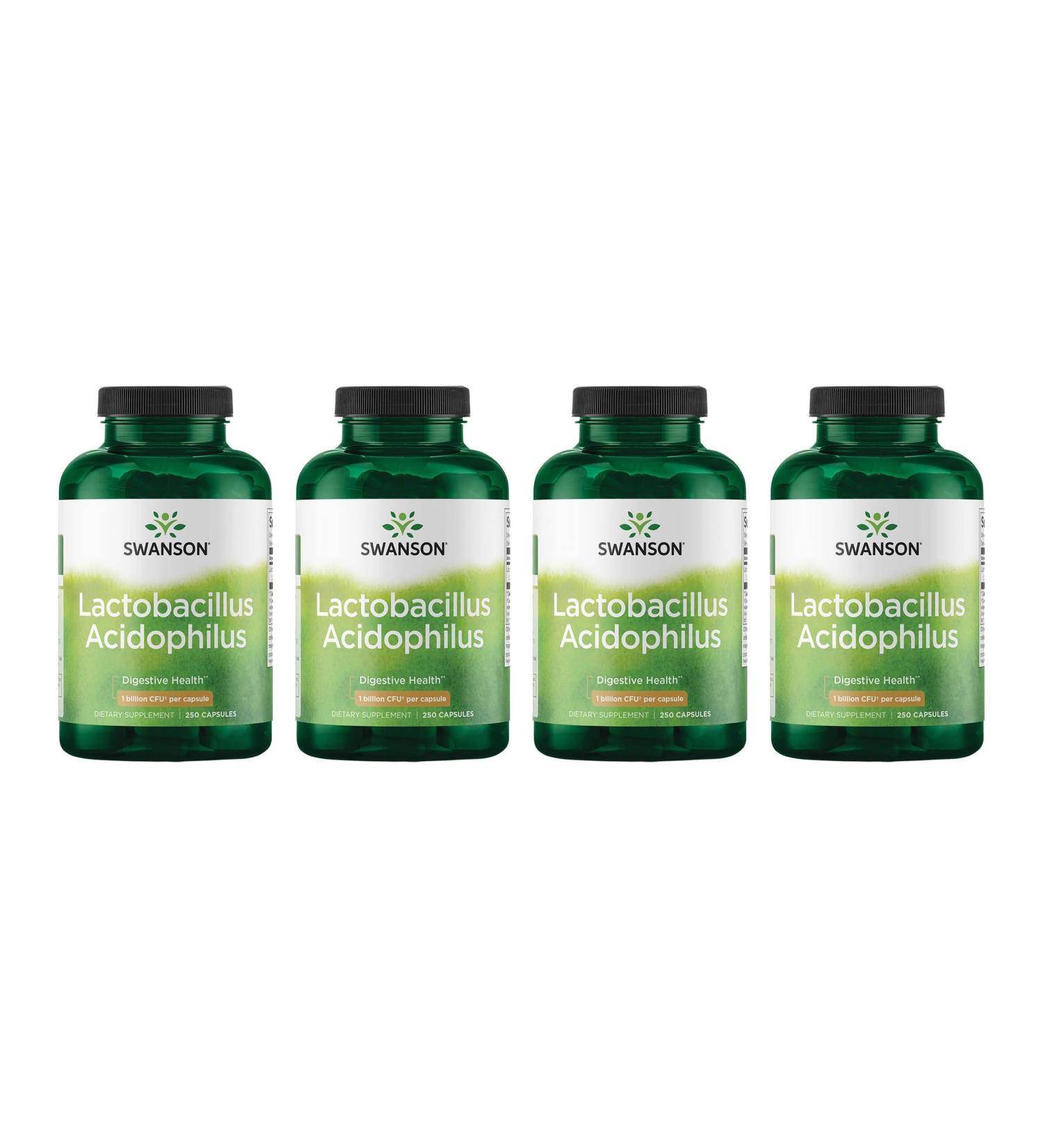 Swanson Lactobacillus Acidophilus - Probiotic Supplement Supporting Digestive Health with 1 Billion CFU Per Capsule - Promotes Bowel and GI Tract Health - (250 Capsules) 4 Pack - Buy Online on GoSupps.com