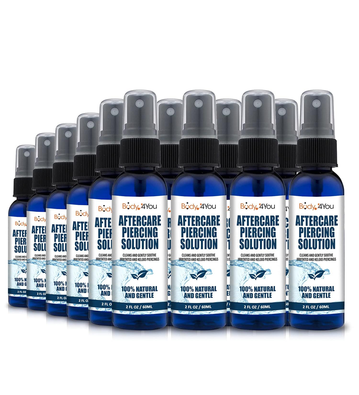 BodyJ4You Piercing Aftercare Saline Cleanser Spray - Case of 24x60ml | Natural Care Treatment Solution with Tea Tree, Aloe, and Sea Salt - Buy Online on GoSupps.com