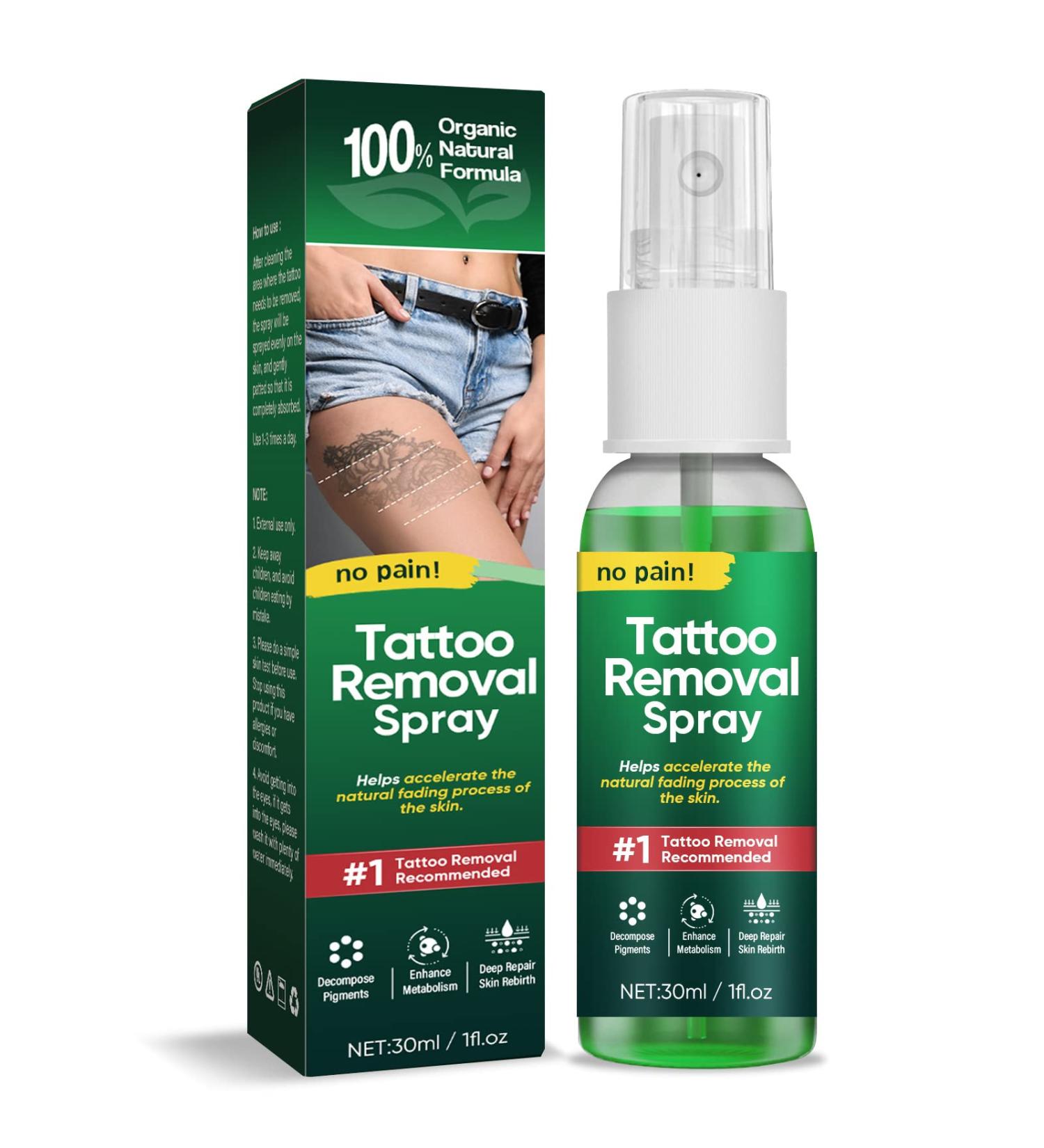 Tattoo Removal Spray - Natural Herbal Formula for Safe & Painless Removal of Body/Face Tattoos at Home - Buy Online on GoSupps.com