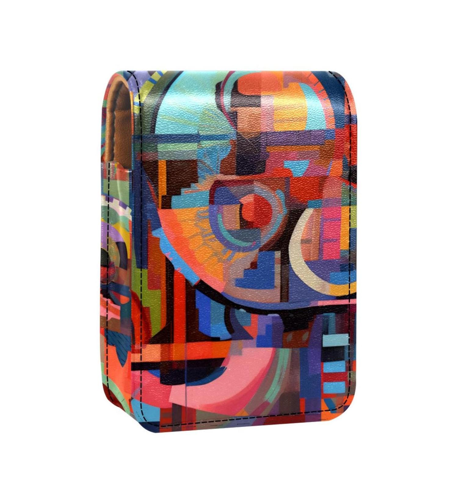 Travel Lipstick Organizer Case - Portable Makeup Bag with Mirror | Abstract Colorful Graffiti Art Pattern - Buy Online on GoSupps.com