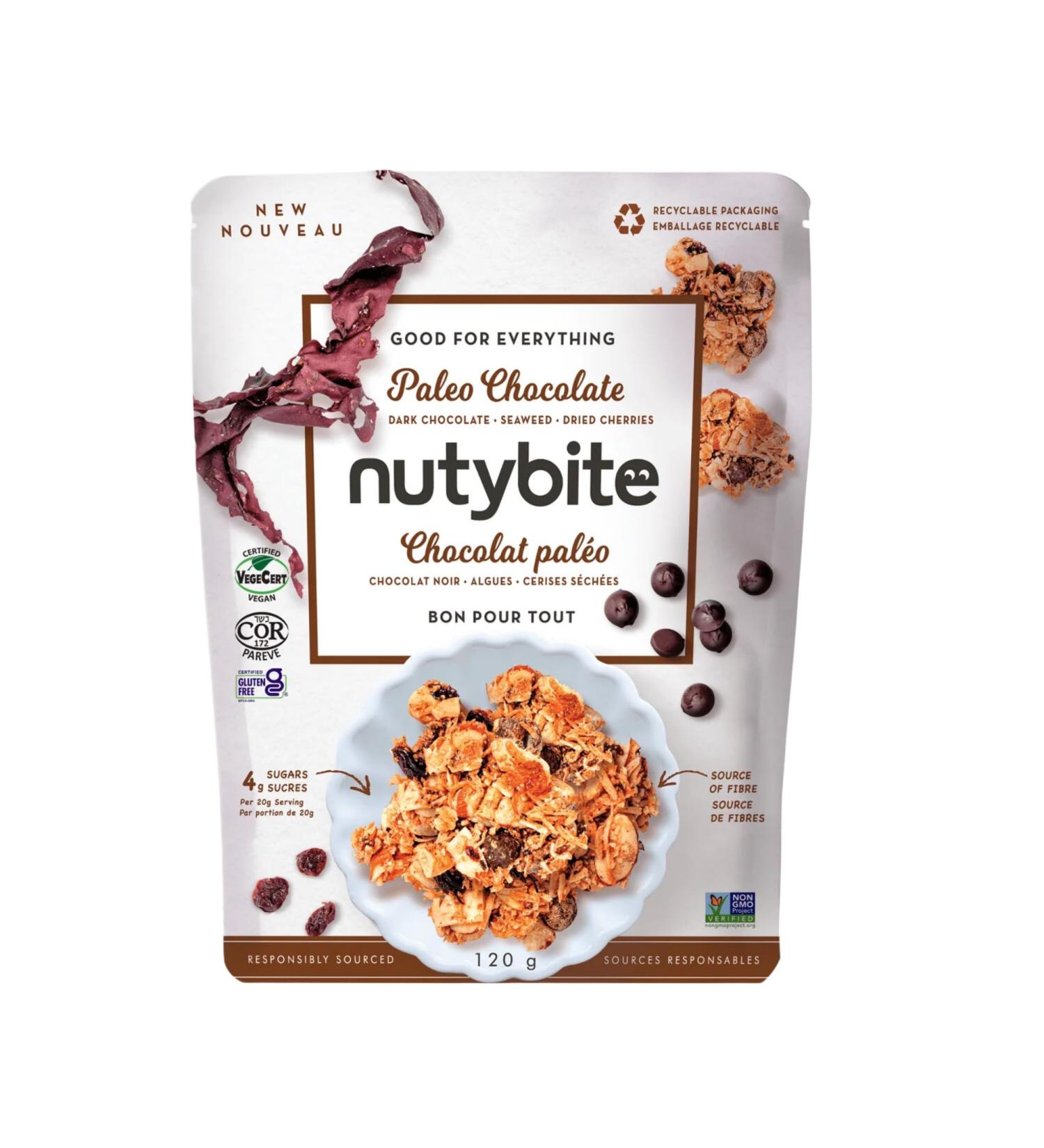 Nutybite Granola Clusters Paleo Chocolate Functional benefits Vegan Gluten Free No added sugar Non GMO Superfood Snacks (1 x 120g) - Buy Online on GoSupps.com