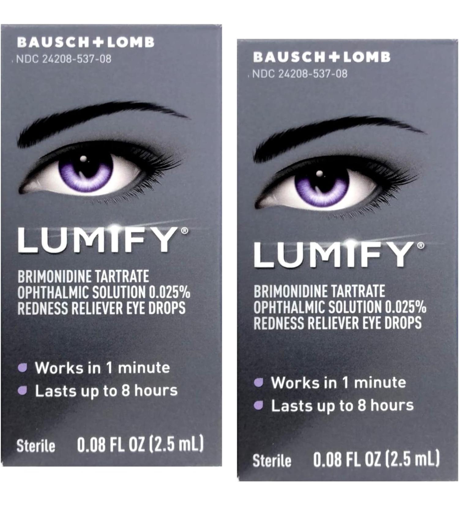 LUMIFY Redness Reliever Eye Drops 0.08 Fl Oz (2.5mL) 2-Pack - Fast-Acting Eye Drops for Clear, Bright Eyes - Buy Online on GoSupps.com