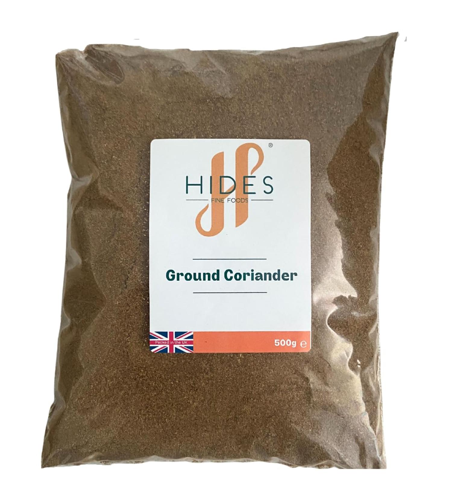 Hides Fine Foods Ground Coriander 500g - GMO Free - Vegetarian Friendly - Spice Staple for Indian, Southeast Asian, and Mexican Cuisine - Buy Online on GoSupps.com