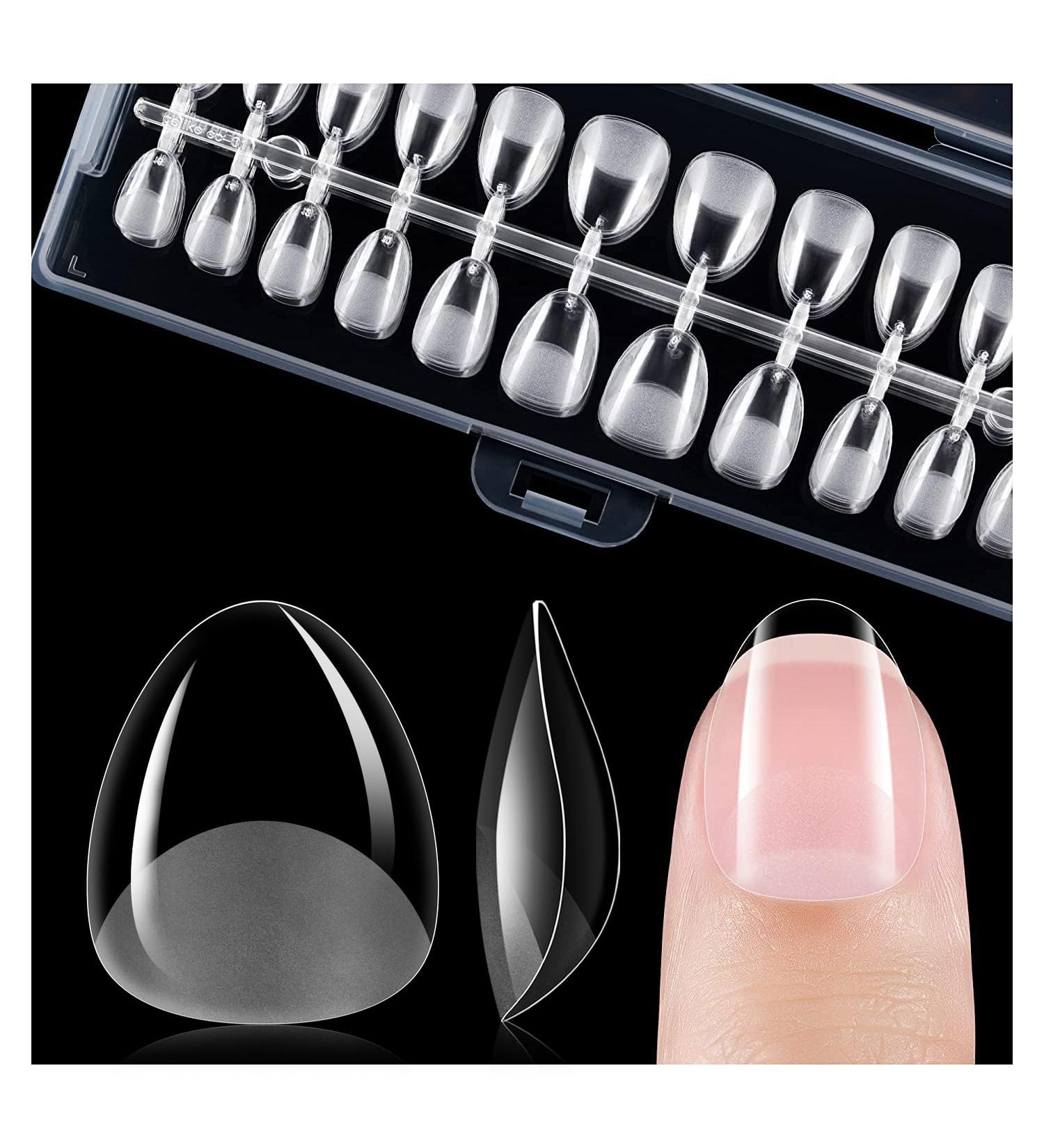 Buy Gelike EC Extra Short Almond Nail Tips - 240 PMMA Resin Artificial Nail Tips for Wide Nail Beds | XXS Soft Complete Cover 18 Sizes Available - Buy Online on GoSupps.com