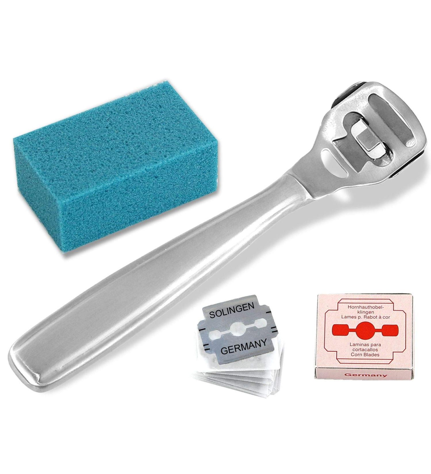 Premium Foot Care Set - 10 Solingen Safety Planer Blades Callus Planer & Pumice Stone | Ideal Pedicure Solution for Smooth Feet - Buy Online on GoSupps.com