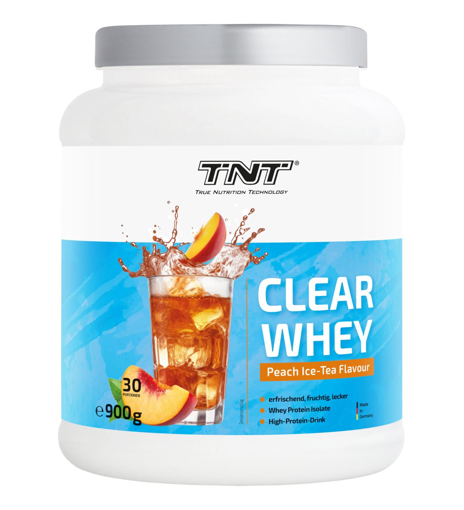 TNT Clear Whey Peach Ice Tea 900g - High Protein Isolate Shake with BCAAs | Refreshing Peach Iced Tea Flavor for Fitness & Wellness - Buy Online on GoSupps.com
