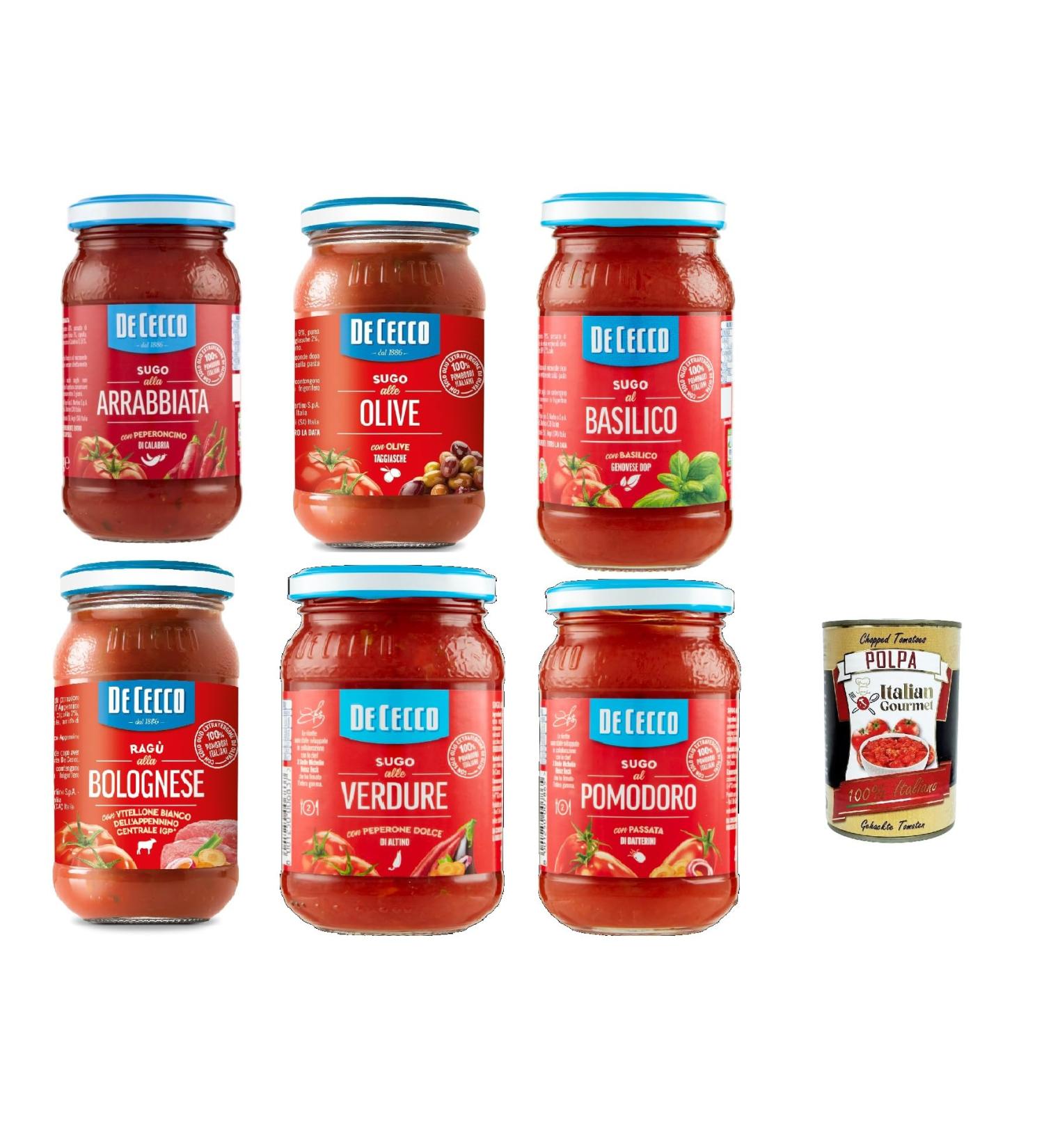  Italian Gourmet E.R. De Cecco Lot de 6 sauces tomate 190 g en provenance d'Italie + Italian Gourmet Polpa 400 g - Buy Online on GoSupps.com