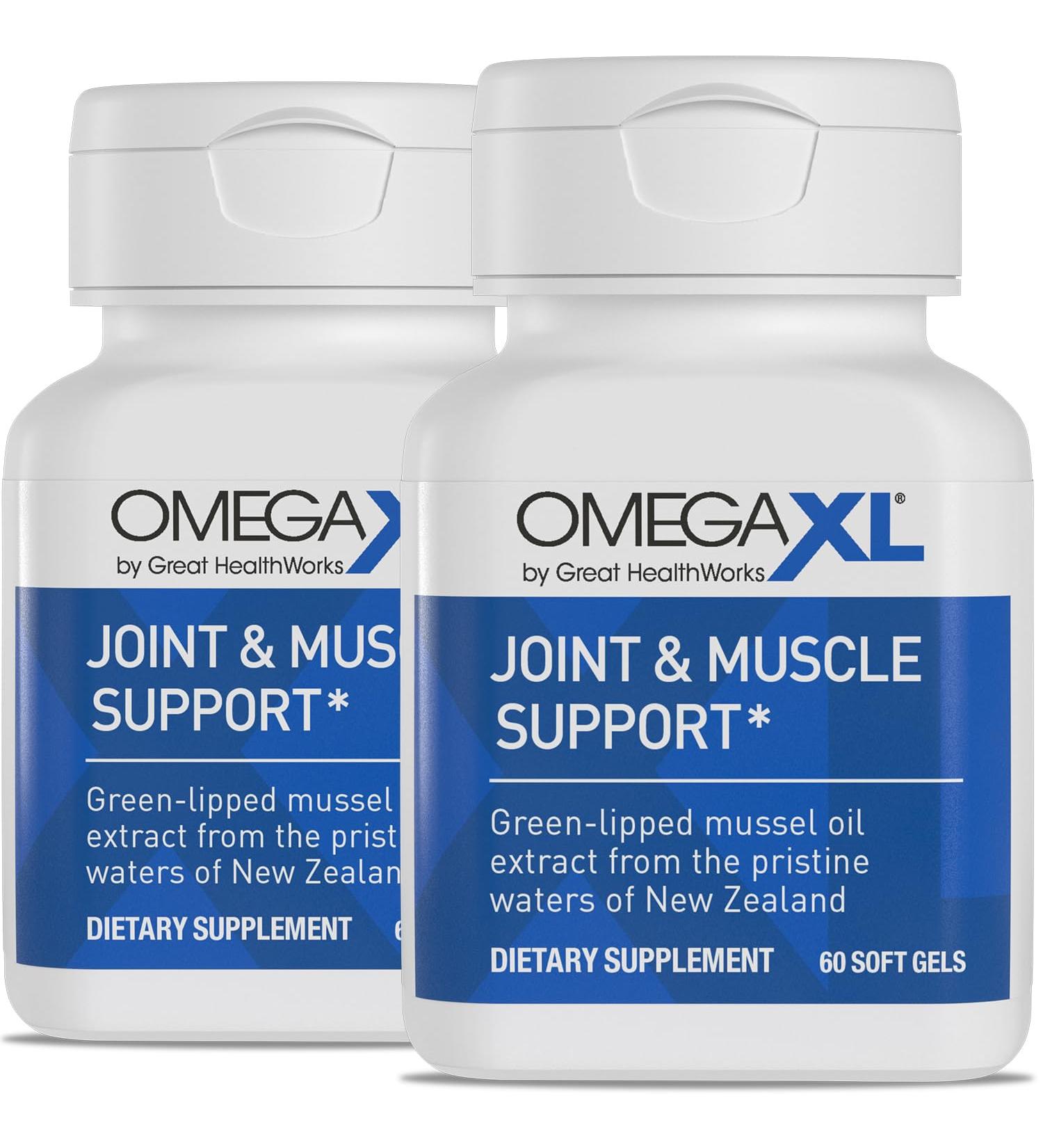 OmegaXL Joint Support Supplement - Natural Muscle Support Green Lipped Mussel Oil Soft Gel Pills Drug-Free 60 Count (2 Pack) 60 Count (Pack of 2) - Buy Online on GoSupps.com