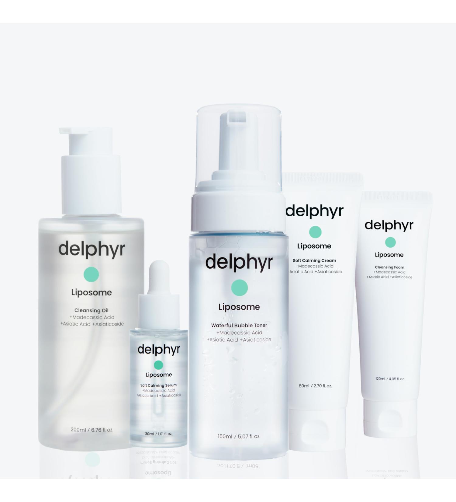 Delphyr Liposome Complete Skincare Bundle Bubble Serum Cleansing Foam & Oil Calming Serum & Moisturizing Cream Sensitive Skin 5-Piece Set - Buy Online on GoSupps.com