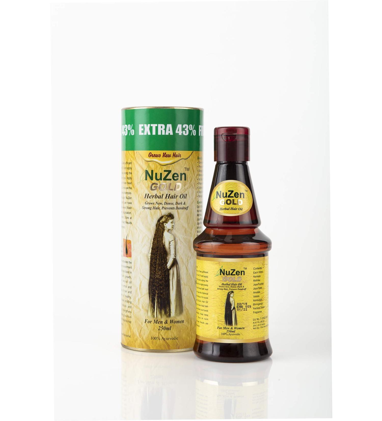 Nuzen Gold Herbal Hair Oil 250ml - Strengthen & Nourish Your Hair Naturally - Buy Online on GoSupps.com