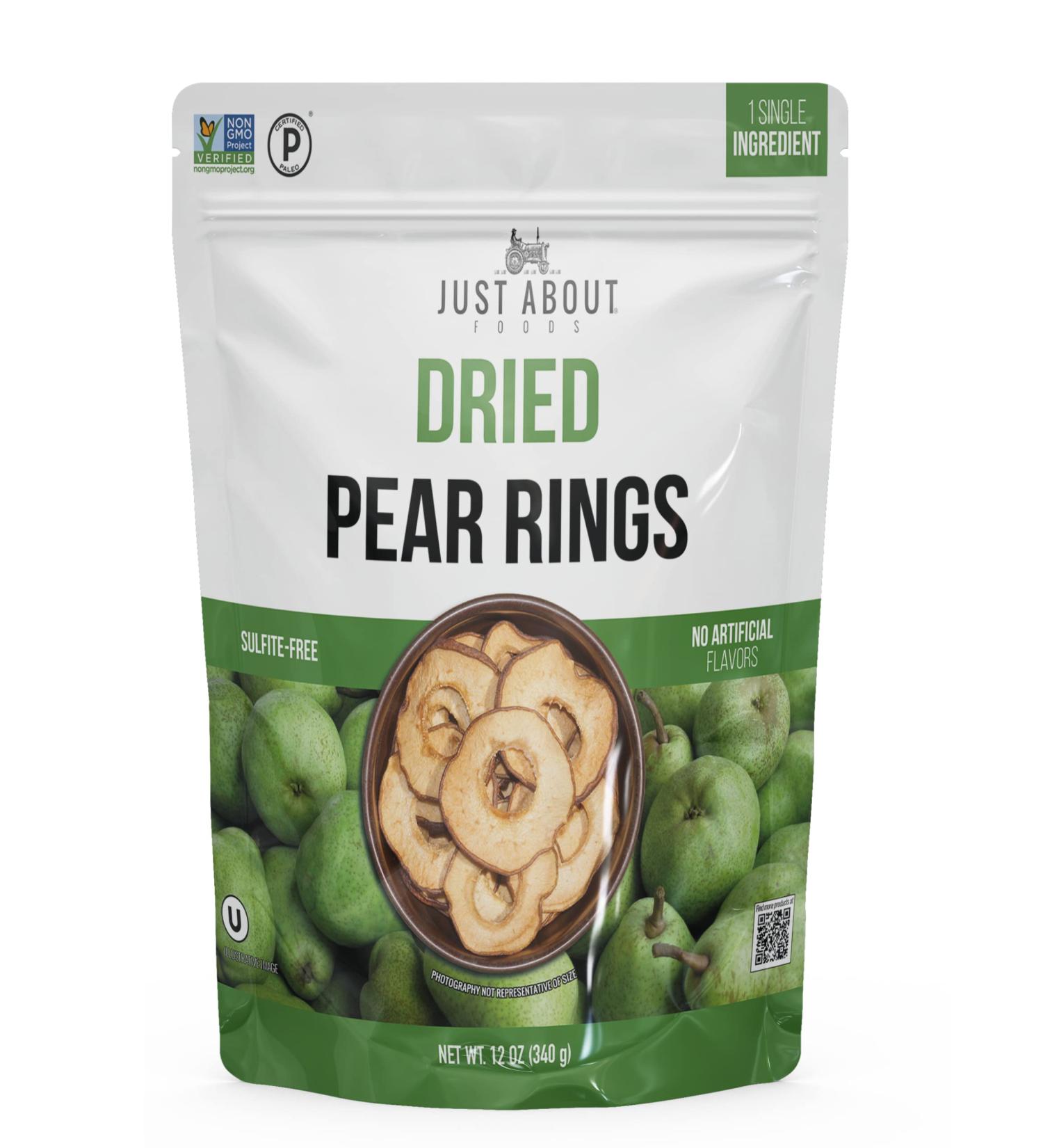 Just About Foods Dehydrated Sliced Pear 340g (12oz) - Premium Quality Dried Fruit - Buy Online on GoSupps.com