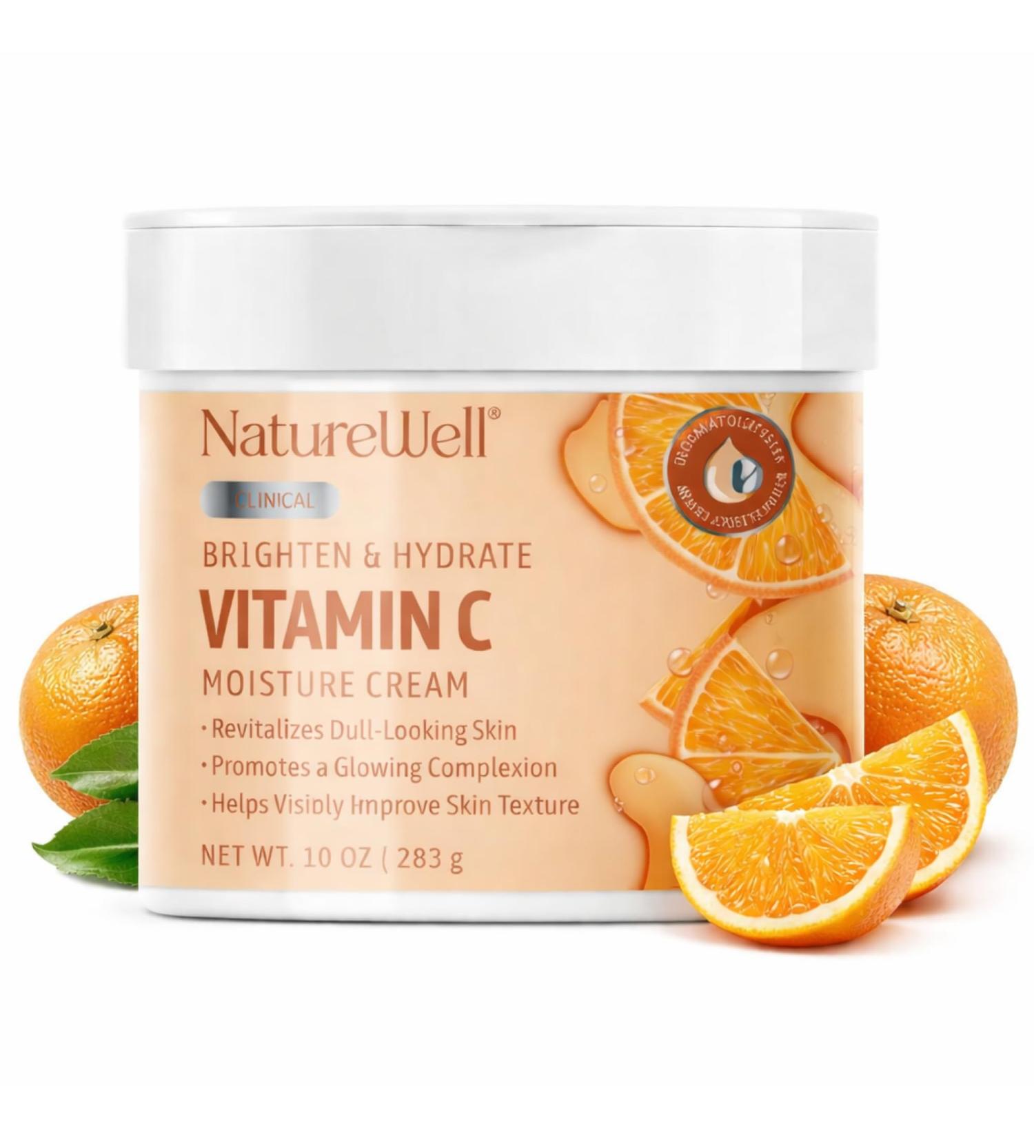 NATURE WELL Clinical Brighten & Hydrate Vitamin C Moisture Cream Skincare for Face Body & Hands Revitalizes Dull-Looking Skin Promotes A Glowing Complexion Helps Visibly Improve Skin Texture 10oz 10 Ounce (Pack of 1) - Buy Online on GoSupps.com