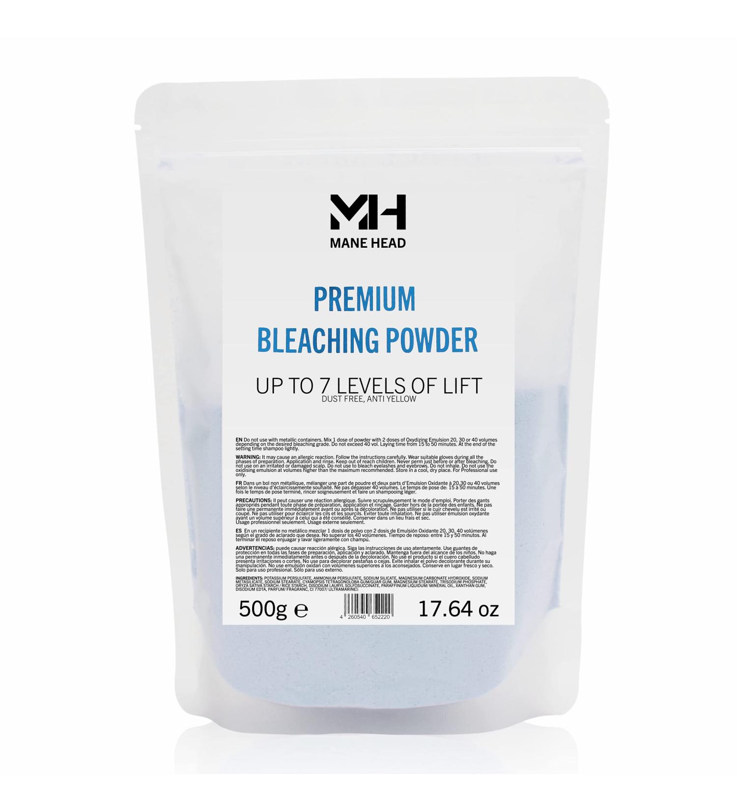 MANE HEAD Blue Premium Dust Free Bleaching Powder 500g - 7+ Anti Yellow Hair Bleach Powder - Buy Online on GoSupps.com