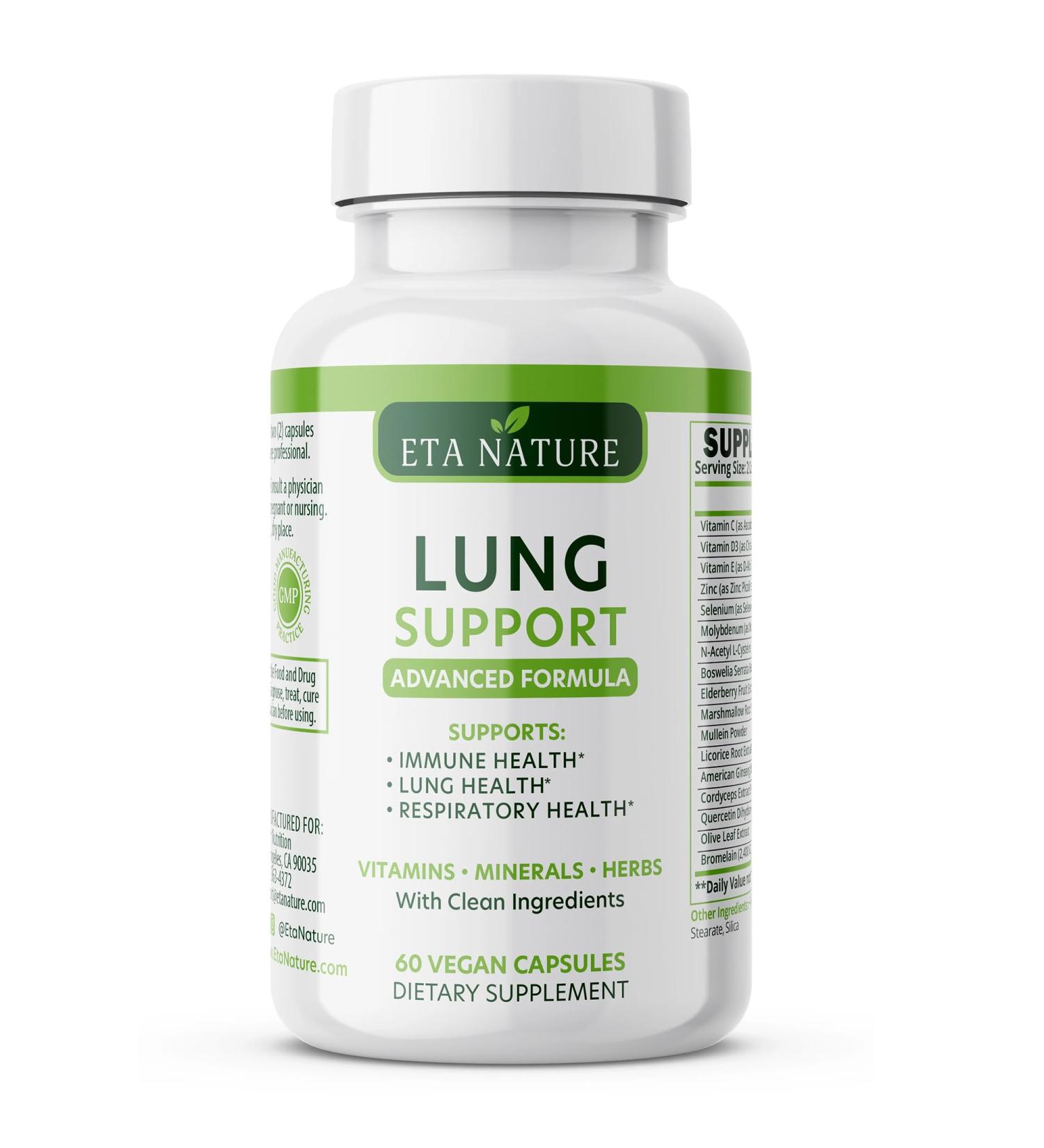 ETANATURE Lung Support Supplement - Lung Health Supplement for Respiratory Health, Lung Function & Immune Defense - Lung Detox for Smokers with Ginseng, Boswellia, Elderberry Fruit & Marshmallow Root - Buy Online on GoSupps.com