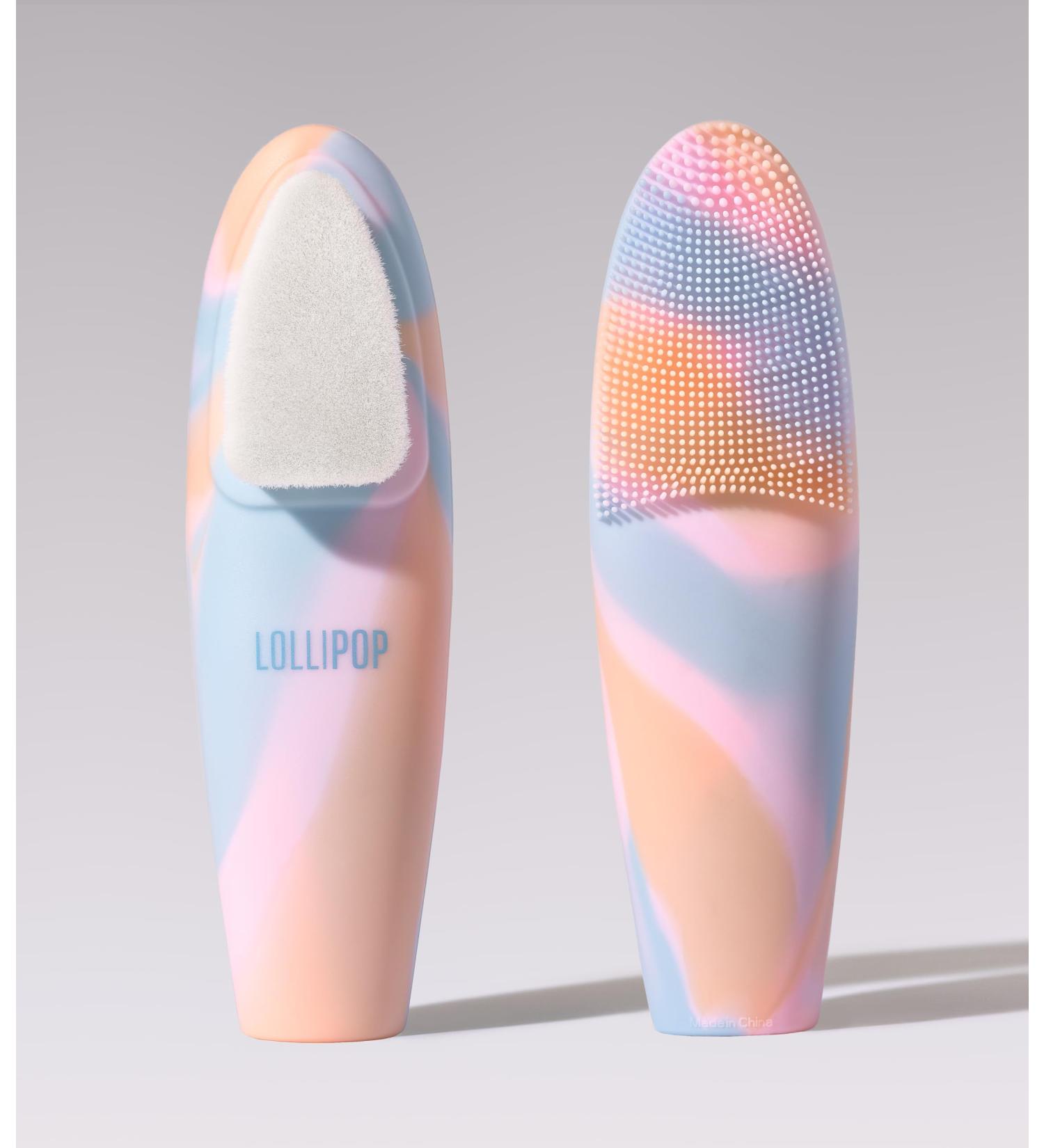 LOLLIPOP Large Dual-Sided Silicone Face Scrubber Brush | Synthetic Facial Cleansing Massager | Rainbow Color - Buy Online on GoSupps.com