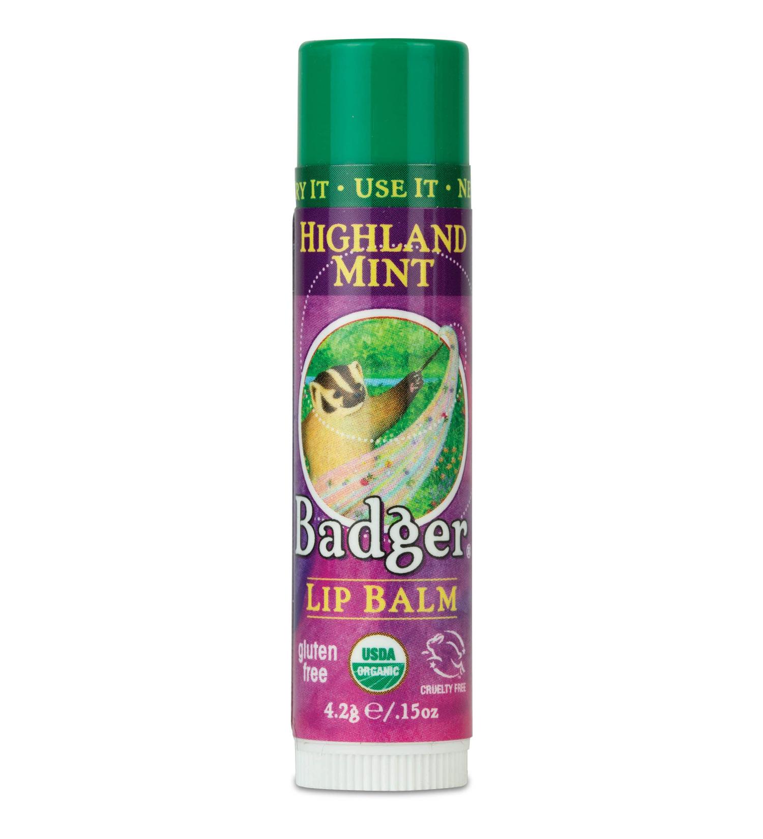 Badger Highland Mint Classic Lip Balm - 0.15oz Stick - Buy Online on GoSupps.com