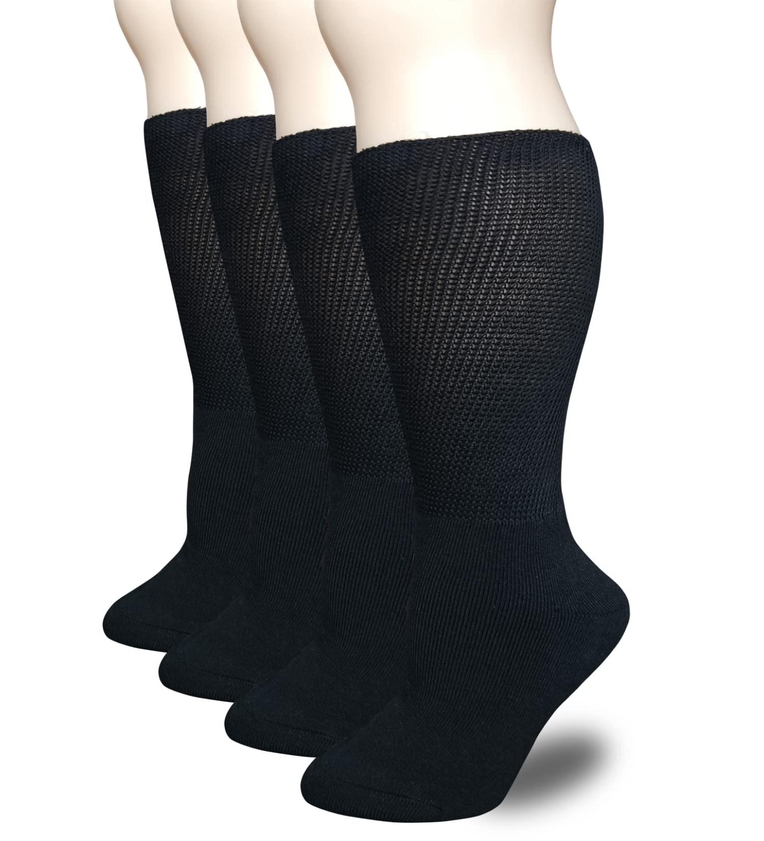 COIYUFUX Extra Wide Bariatric Diabetic Socks - 2 Pairs Black | Ideal for Lymphedema, Swollen Edema, Cast Leg, Calf - Buy Online on GoSupps.com