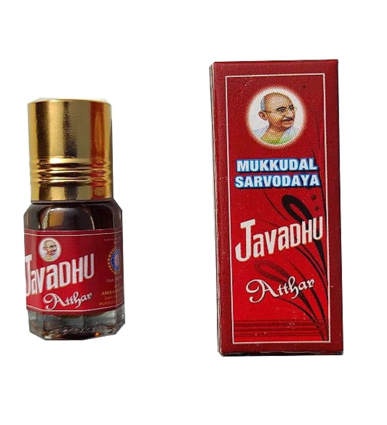 Mukkudal Javadhu 9ml ATTAR Perfume for Unisex (Pack of 3 x 3ml) Mukkudal Sarvodaya Javadhu Attar | Javadhu Perfume | Javadhu Liquid Perfume Javadhu Attar Roll on Javadhu Attar