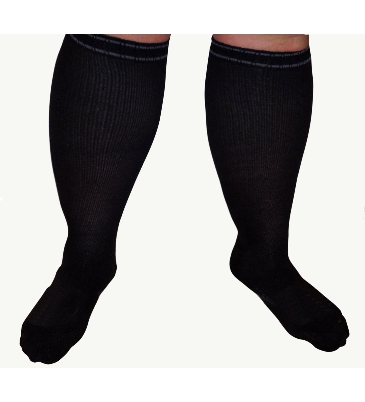 Compression Socks for Men with Wide Calves - Firm 28 mmHg Support for Diabetic & Large Feet | Knee High Plus Size Black X-Large & X-Wide - Buy Online on GoSupps.com