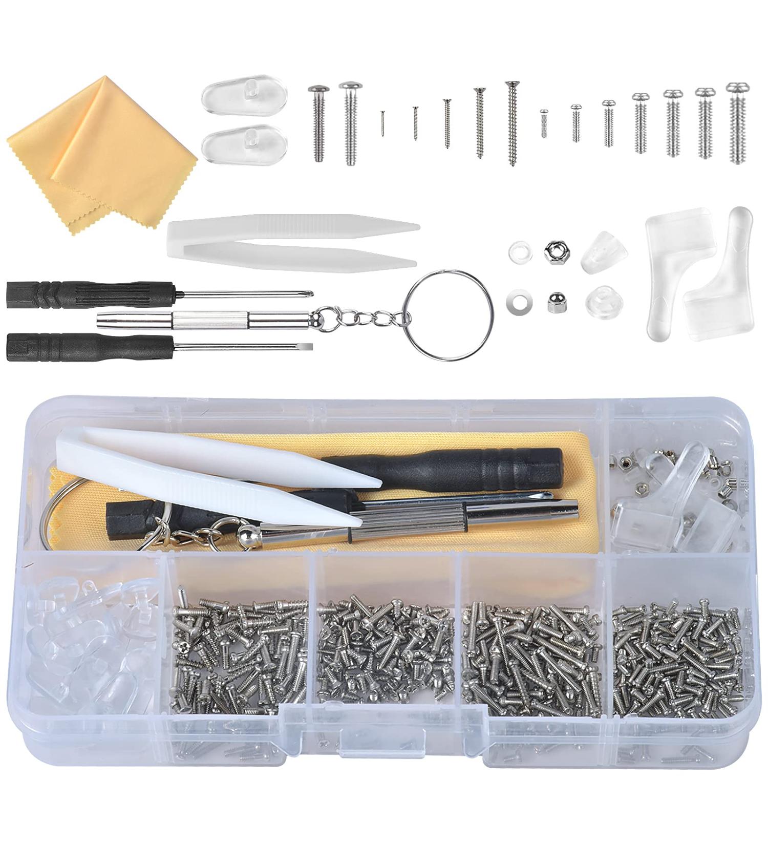 Cozlly 500-Piece Screw Repair Set | Optician Tool Screws Glasses & Jewelry Repair Kit with Screwdriver - Buy Online on GoSupps.com