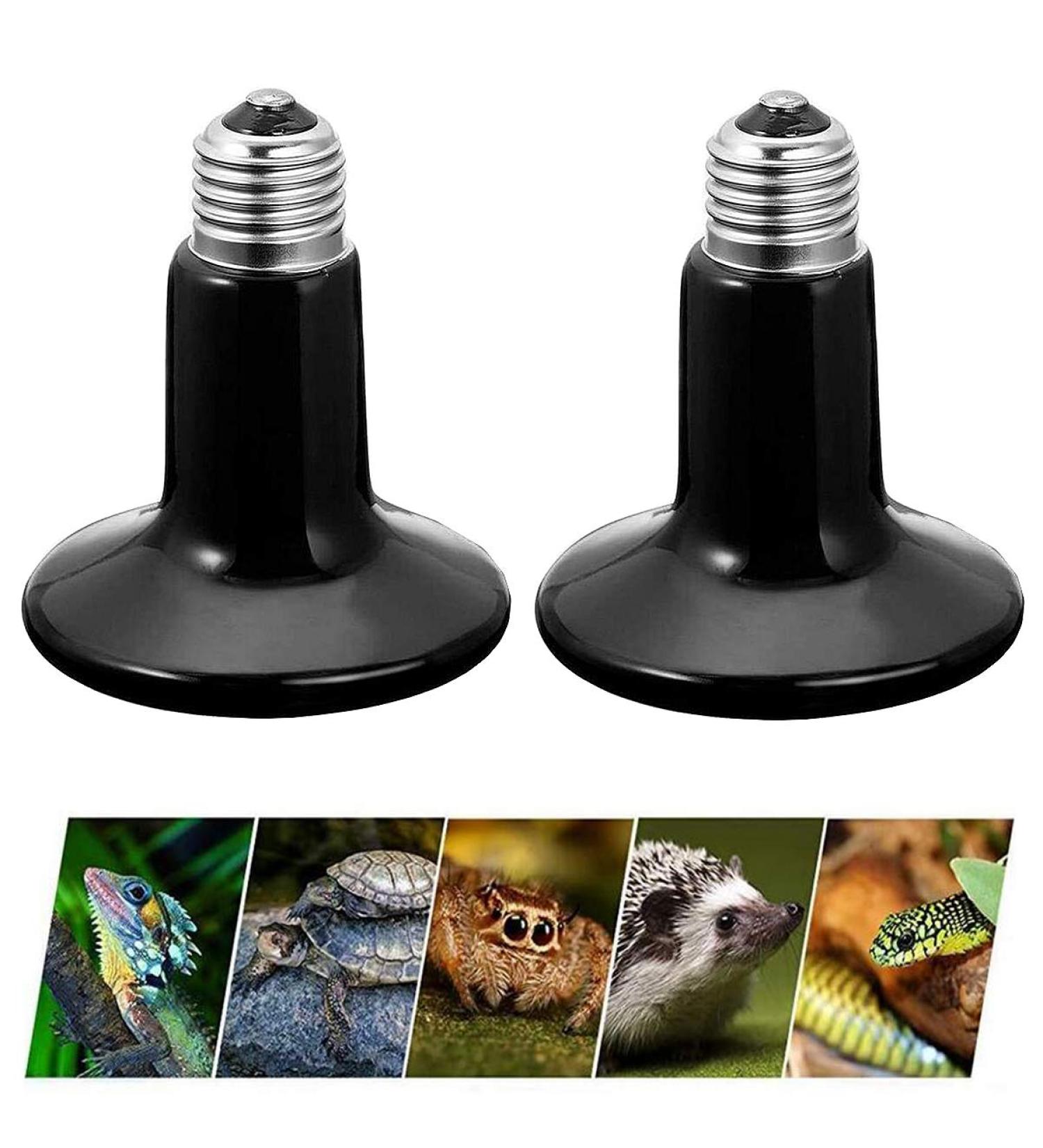 Liuer 2PCs Ceramic Heat Lamps for Reptiles | E27 Spotlight | Ideal for Turtles Lizards Snakes & Spiders (50W) - International Shipping - Buy Online on GoSupps.com
