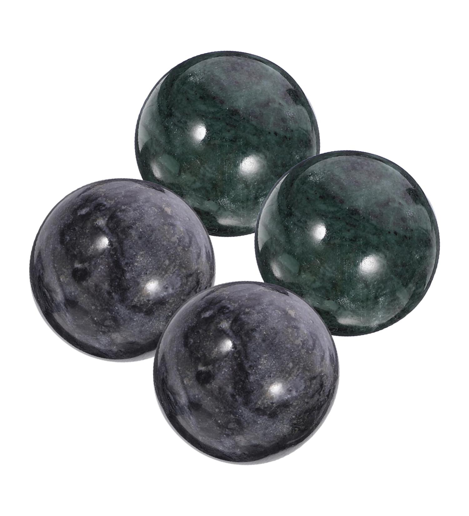 Ciyodo Hand Training Set - 4 Baoding Sound Balls for Hand Massage & Muscle Relaxation - Traditional Chinese Yoga Practice - Green Black Marble - Buy Online on GoSupps.com