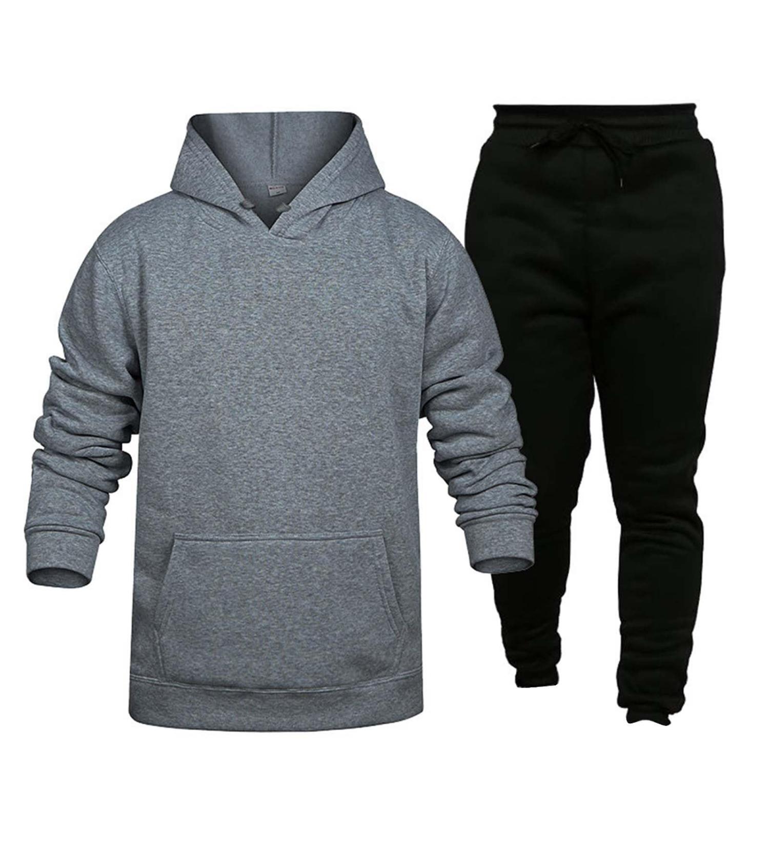 Hanxiulin Men's Training Suit - Adjustable Jogging Casual Zipper Tracksuit with Hood & Jogger Pants - Dark Gray Sportswear for Fitness & Training - Buy Online on GoSupps.com
