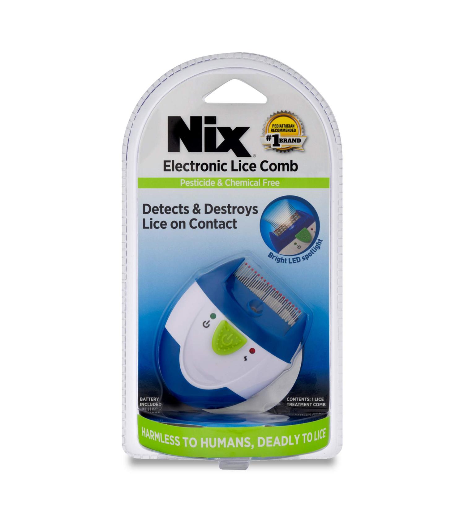 Nix Electronic Lice Comb - Instantly Kills Lice & Eggs - White/Blue - 1 Count - Buy Online on GoSupps.com