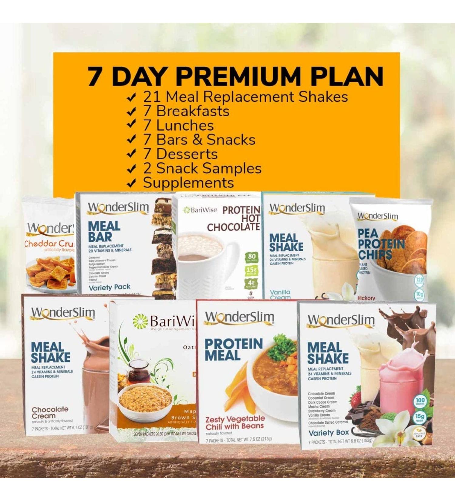 WonderSlim 1 Week Diet Kit - 51 Meals | Meal Replacements, Protein Supplements, Snacks, Desserts - 7 Day Kit - Buy Online on GoSupps.com