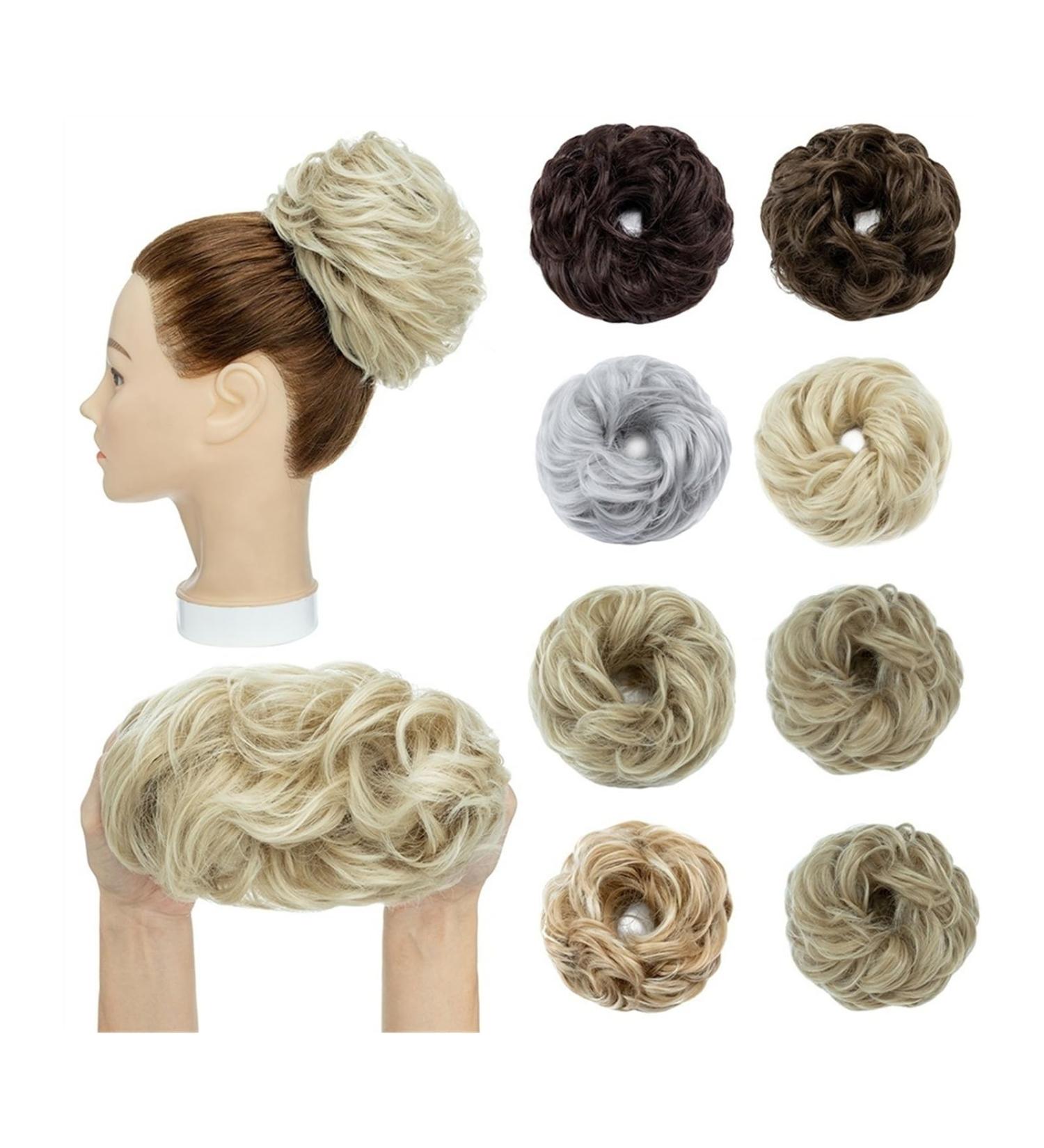 Hair Bun Hairpiece for Women Synthetic Hair Bun Extensions Messy Curly Elastic Hair Scrunchies Hairpieces Curly Chignon Donut Updo Ponytail Hair Pieces for Women Hair Chignons(27T613) - Buy Online on GoSupps.com