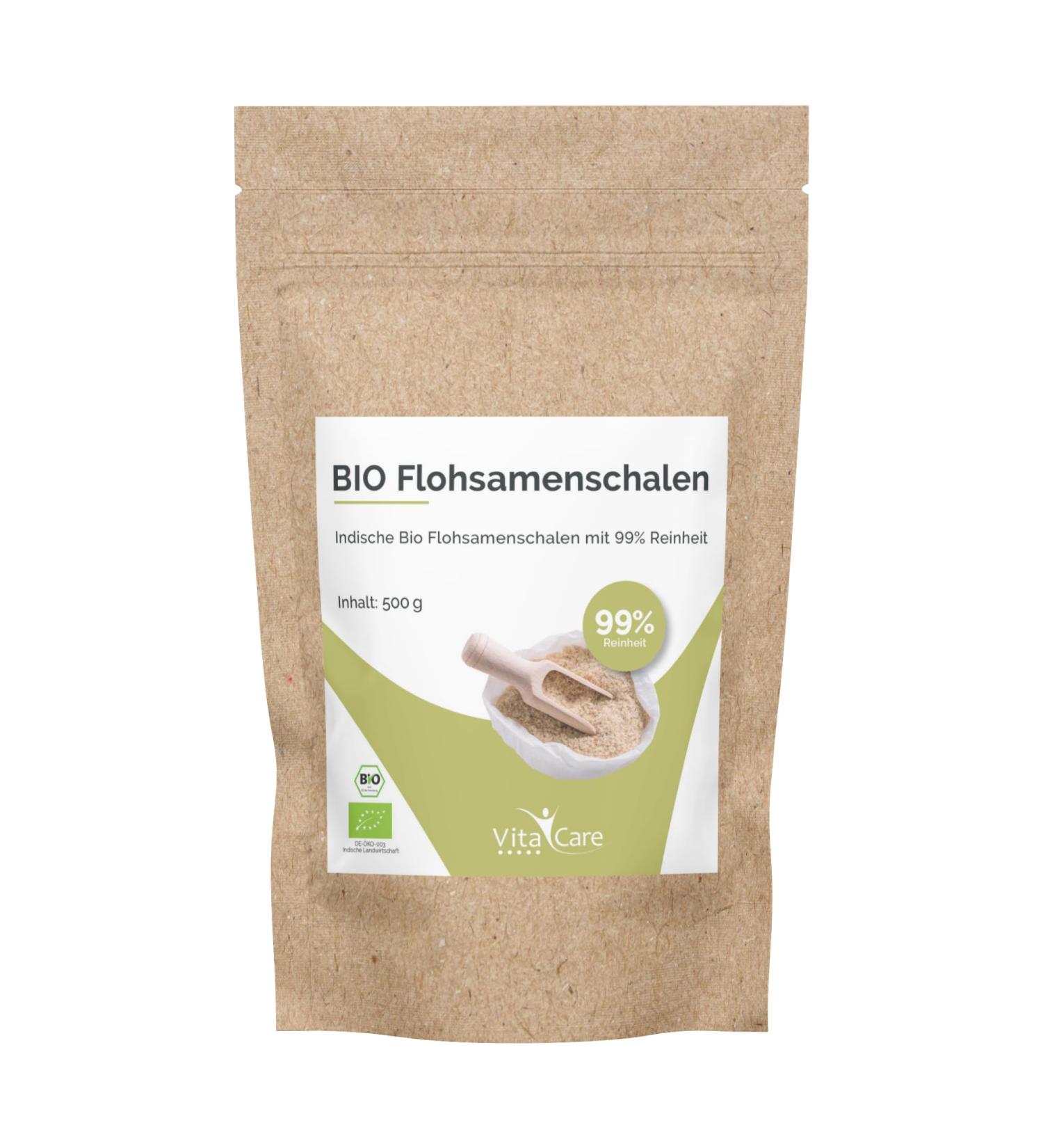 Vitacare Organic Psyllium Husk Powder 500g - 99% Purity Fiber-Rich Vegan & Gluten-Free Superfood for Digestive Health - Buy Online on GoSupps.com