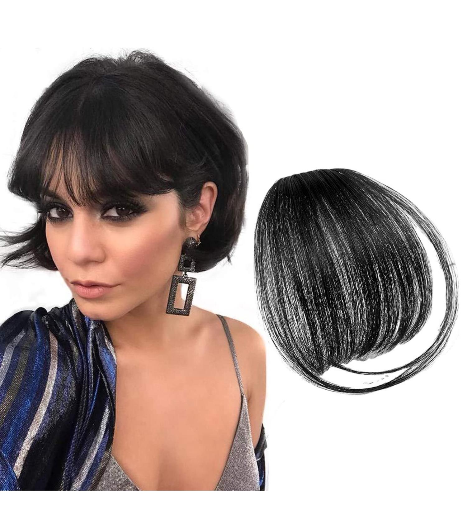 Clip in Bangs Real Human Hair Thin Bangs Clip on Air Bangs Natural Fashion Fringe Wispy Bangs Hair Extensions for Women(Natural Black) - Buy Online on GoSupps.com