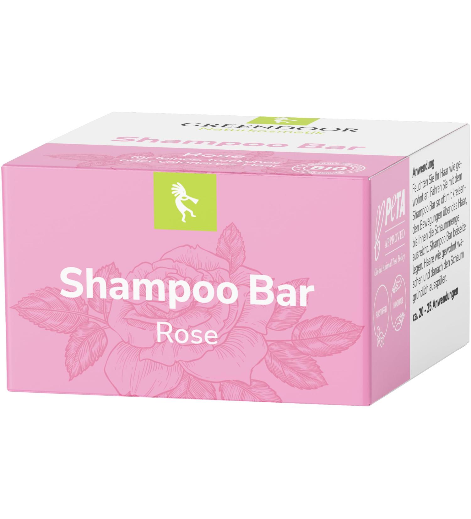  GREENDOOR GREENDOOR Bar Rose Shampoo 75g - Vegan - Soft - Plastic Free - For Women - Natural Cosmetic with Organic Shea Butter Aloe Vera - Natural Care for All Hair Types - Buy Online on GoSupps.com