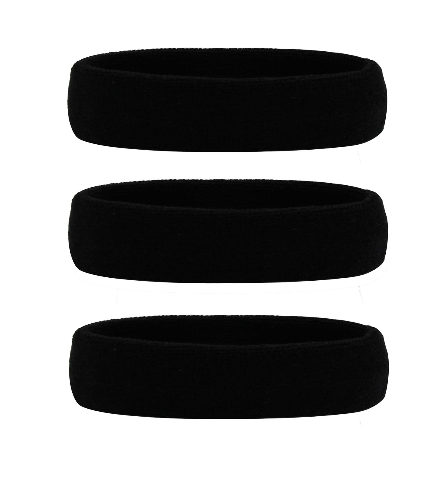 Hanerdun Sport Headbands for Women & Men - 3 Pack Black Forehead Sweatbands for Running Cycling Jogging Tennis & Football - Buy Online on GoSupps.com