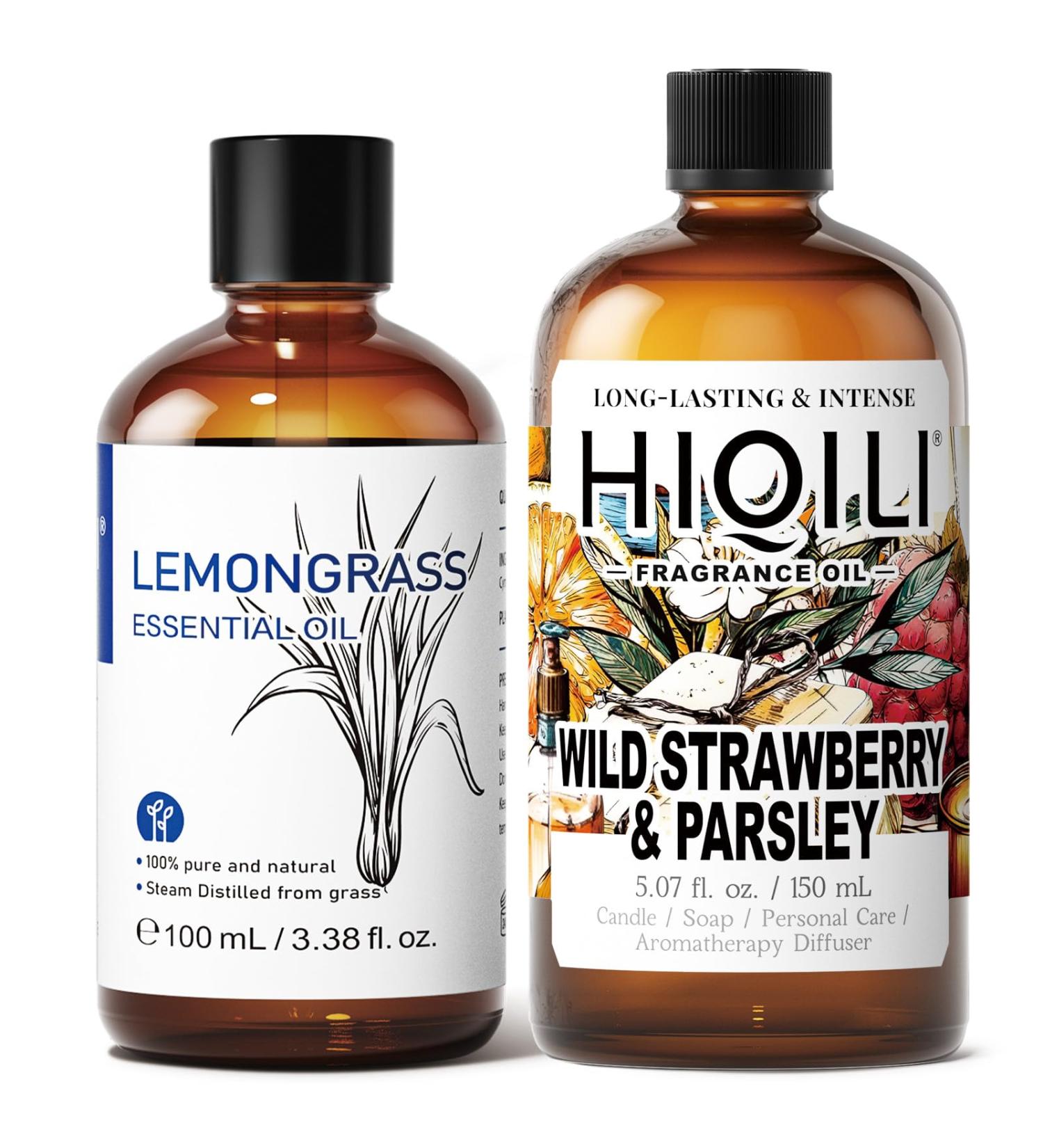 HIQILI 100ML Lemongrass Essential Oil & 150ML Wild Strawberry & Parsley Fragrance Oil for DIY Diffuser - Buy Online on GoSupps.com
