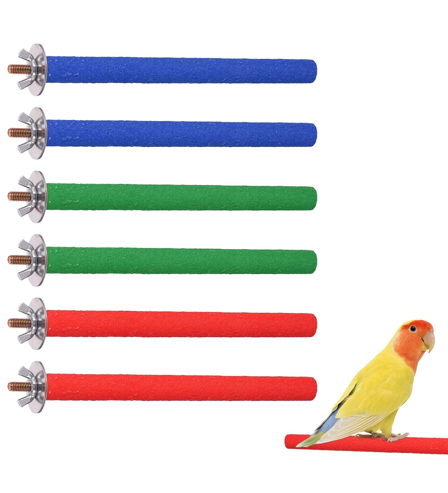 Heyu-Lotus 6 Pcs Parrot Perches Bird Paw Grinding Stick Wooden Bird Perch Stand for Bird Parrot Cockatiel Budgie Perches for Cage Training Bird Cage Perches 20cm (S) - Buy Online on GoSupps.com