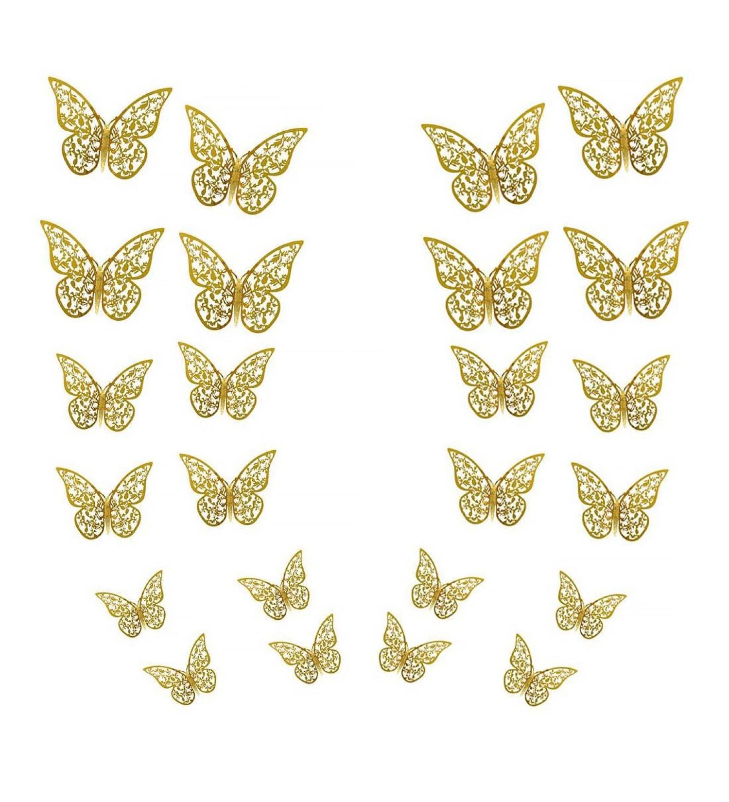 24pcs Gold Butterfly Cake Decorations | Geometric Design Cake Toppers | Perfect for Birthday, Retirement, Christening, Wedding & Celebration Cakes - Buy Online on GoSupps.com