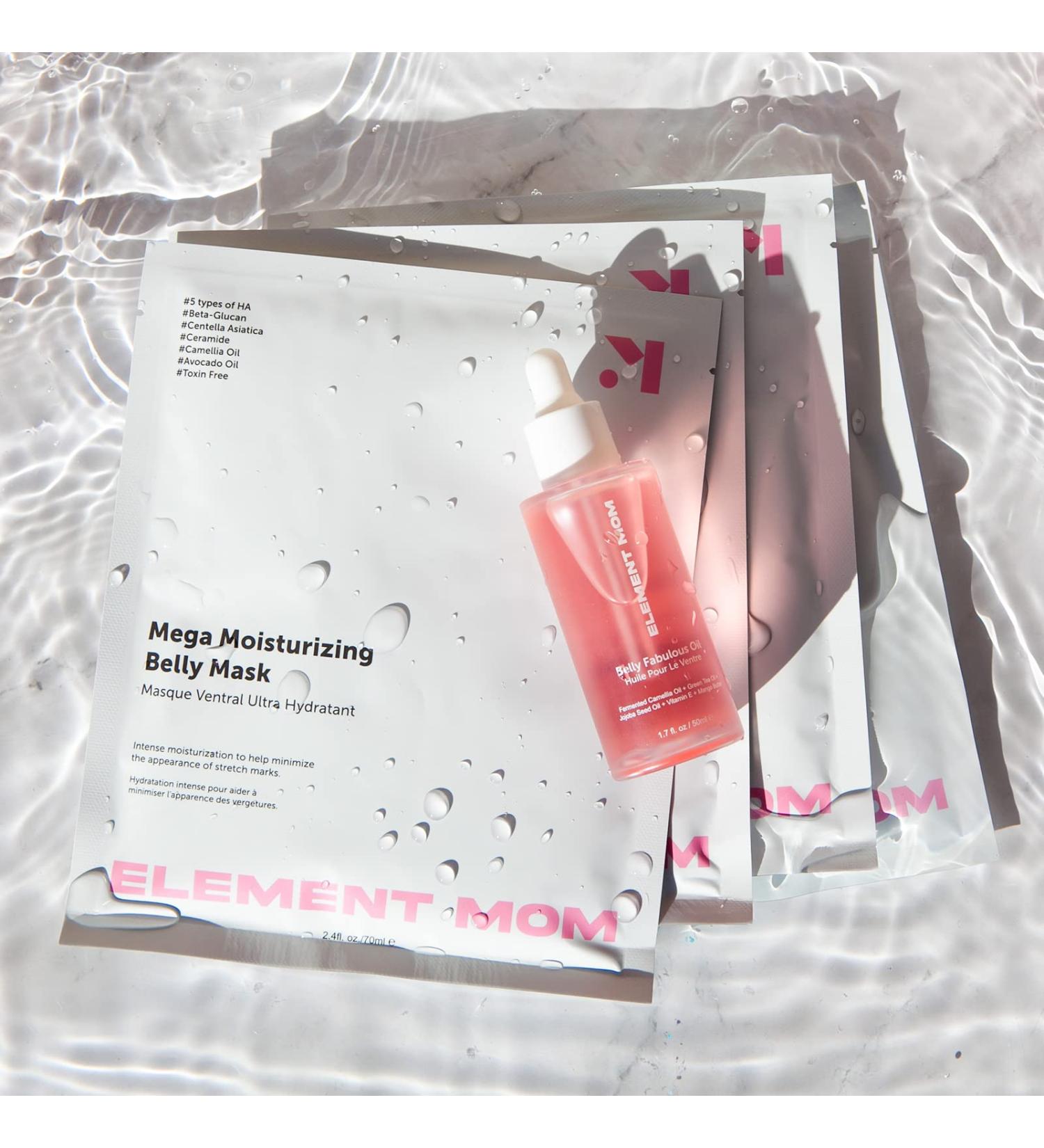 Element Mom Mega Moisturizing Skincare Kit for Pregnancy | Toxin-Free Maternity Set with 4 Belly Masks & 1 Oil - Buy Online on GoSupps.com
