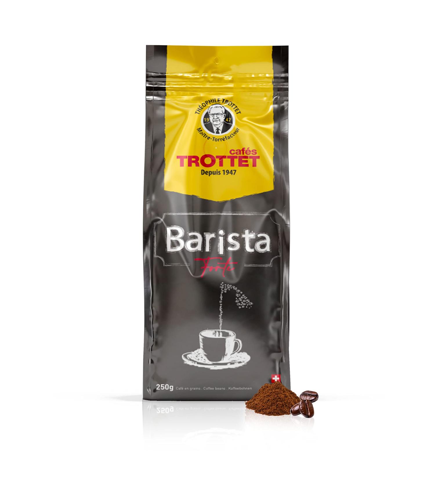 Cafés Trottet Barista Forte Coffee Beans 250G, Espresso, Strong Coffee, Artisan Roasting