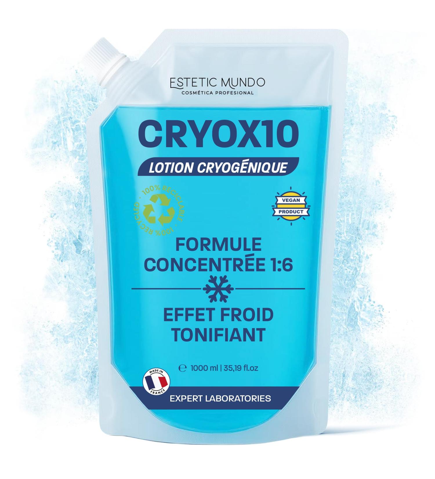 CRYOX10 Lotion Cryog nique Concentr e 1:6 Cryoth rapie Pro et Domicile | Effet Froid Imm diat Anti-Cellulite Draineur | Jambes Lourdes Muscles Fatigu s | En Spray Gaze Bande 1000 ml - Buy Online on GoSupps.com