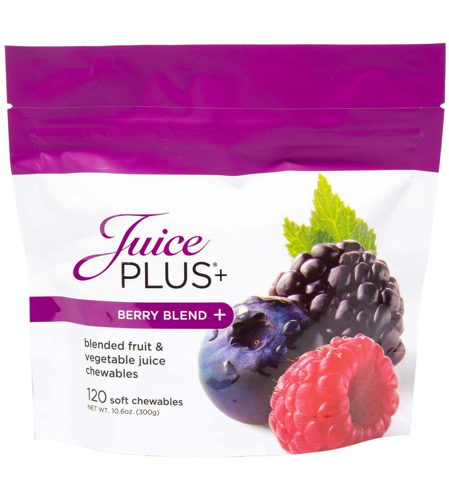 Juice Plus+ Berry Blend Soft Chews (Chewables) - Daily Nutrition from 12 Plants with Whole Fruit, Vegetable, & Berry - Raspberry, Bilberry, Blueberry, and More! for Adults and Kids - (1-mo, 30 Chews) - Buy Online on GoSupps.com