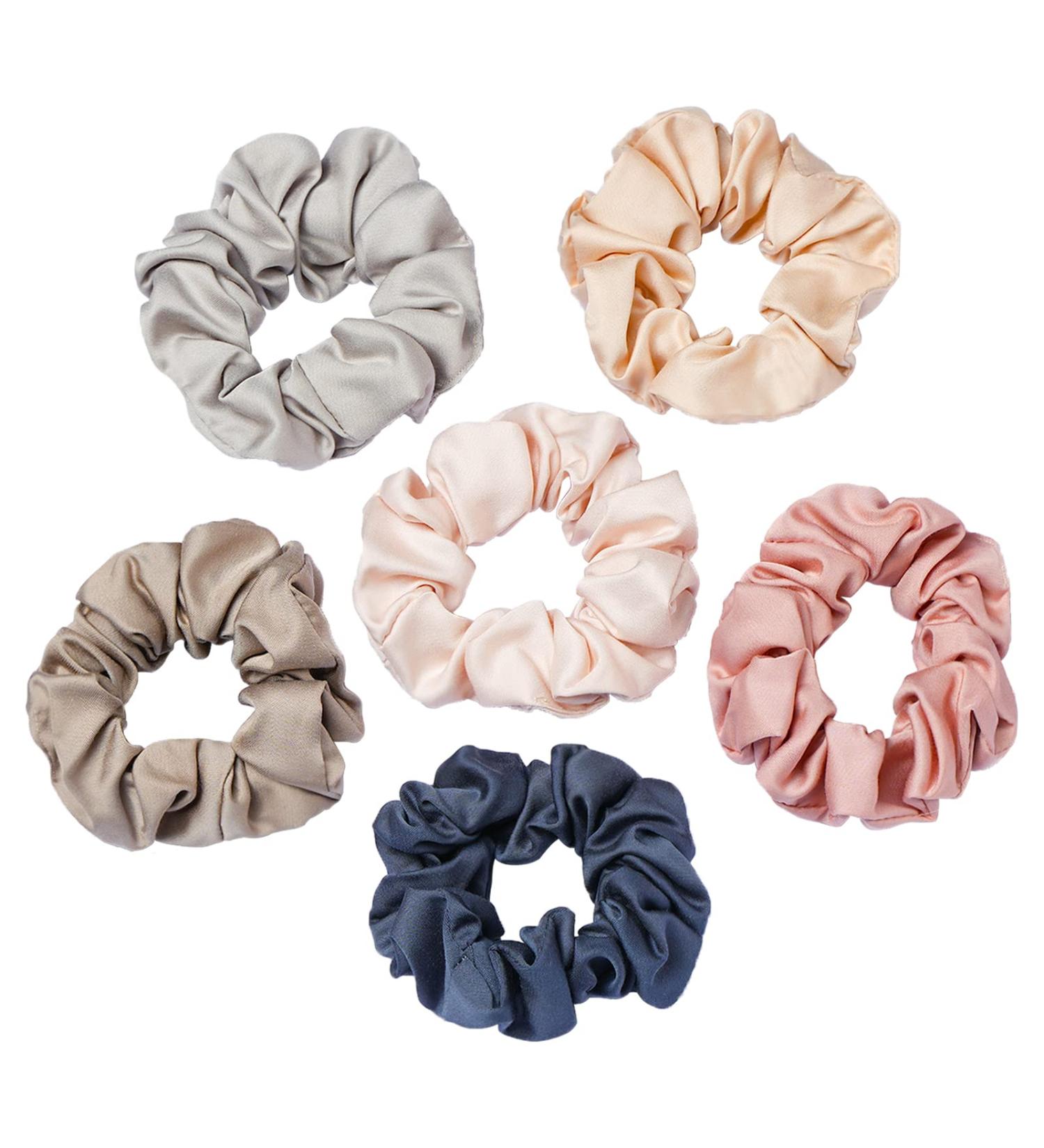 6Pcs Bamboo-Derived Rayon Silk Hair Bands Ponytail Holder Scrunchy Ties for Women Girls, Multi-colored Set - Buy Online on GoSupps.com